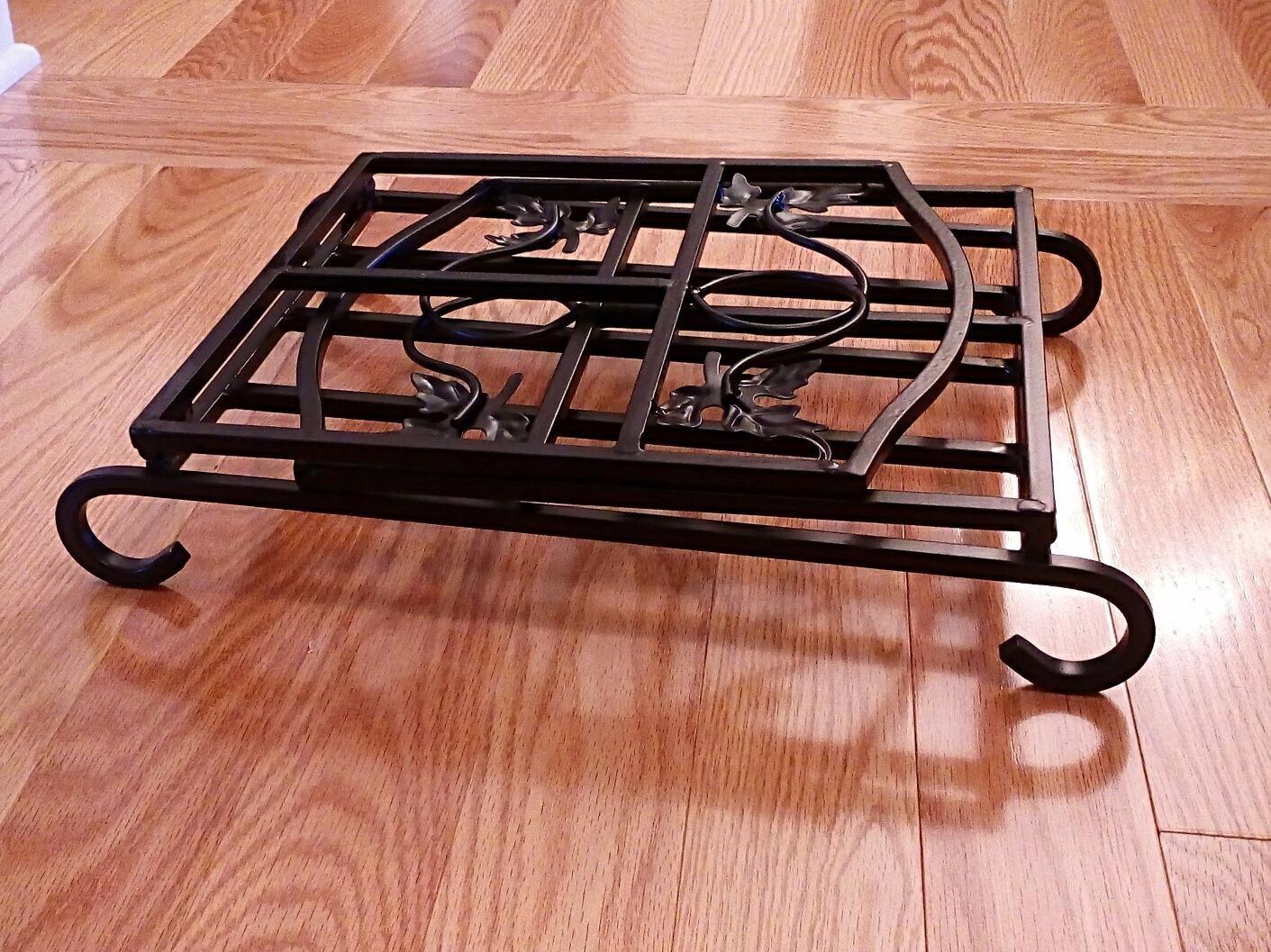 AMAGABELI GARDEN & HOME Fireplace Log Holders Firewood Rack Holder Indoor Heavy Duty Foldable Wrought Iron with Leaves Design and Raised Arched Feet Wood Rack for fire wood Black customer photo 2