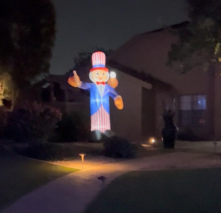 SEASONBLOW 12FT Independence Day Inflatable Uncle Sam with Bald Eagle Decorations Patriotic 4th of July LED Light Up Blow up Flag for Home Yard Lawn Garden Memorial Day 250th Anniversary Decor customer photo 1