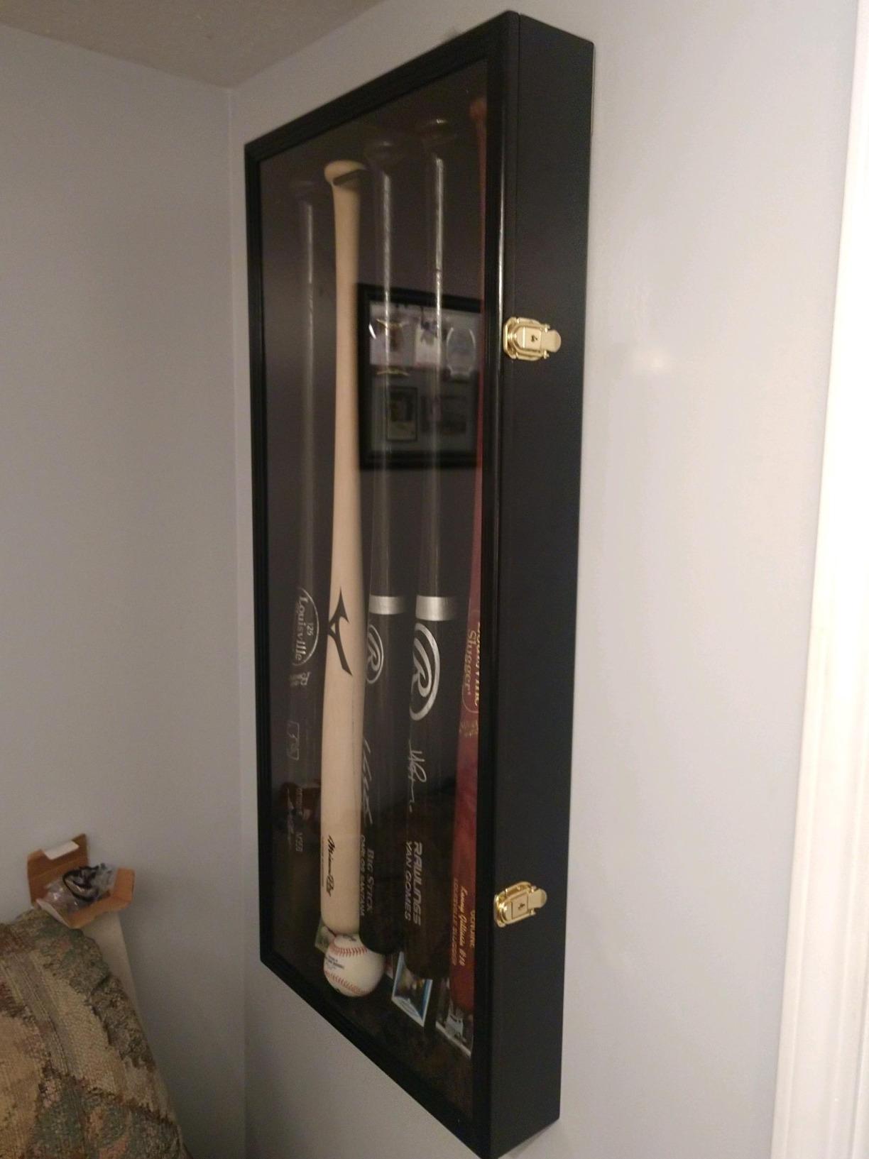 5 Baseball Bat Display Case Cabinet Holder Wall Rack w/98% UV Protection Lockable customer photo 1