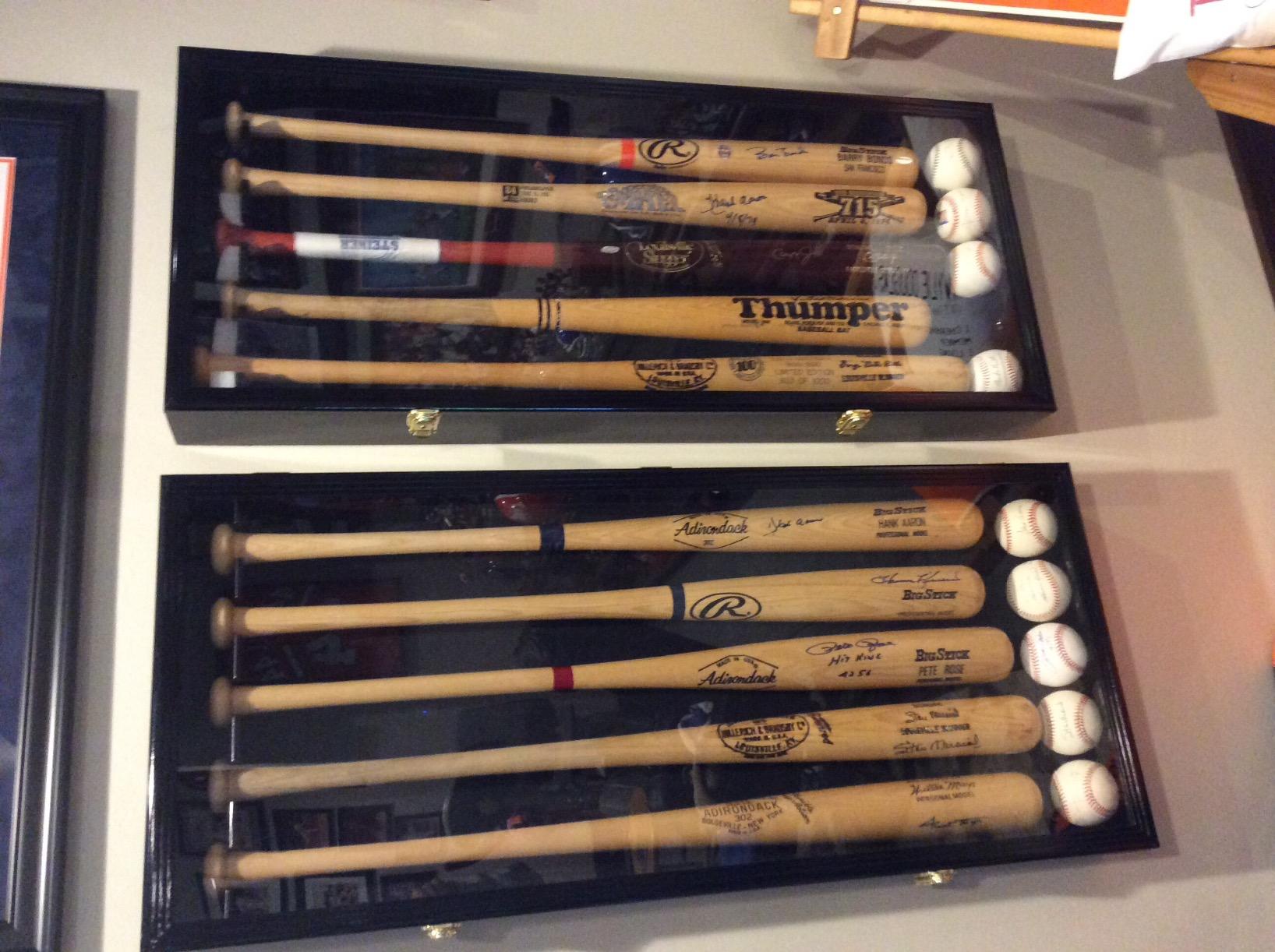 5 Baseball Bat Display Case Cabinet Holder Wall Rack w/98% UV Protection Lockable customer photo 2