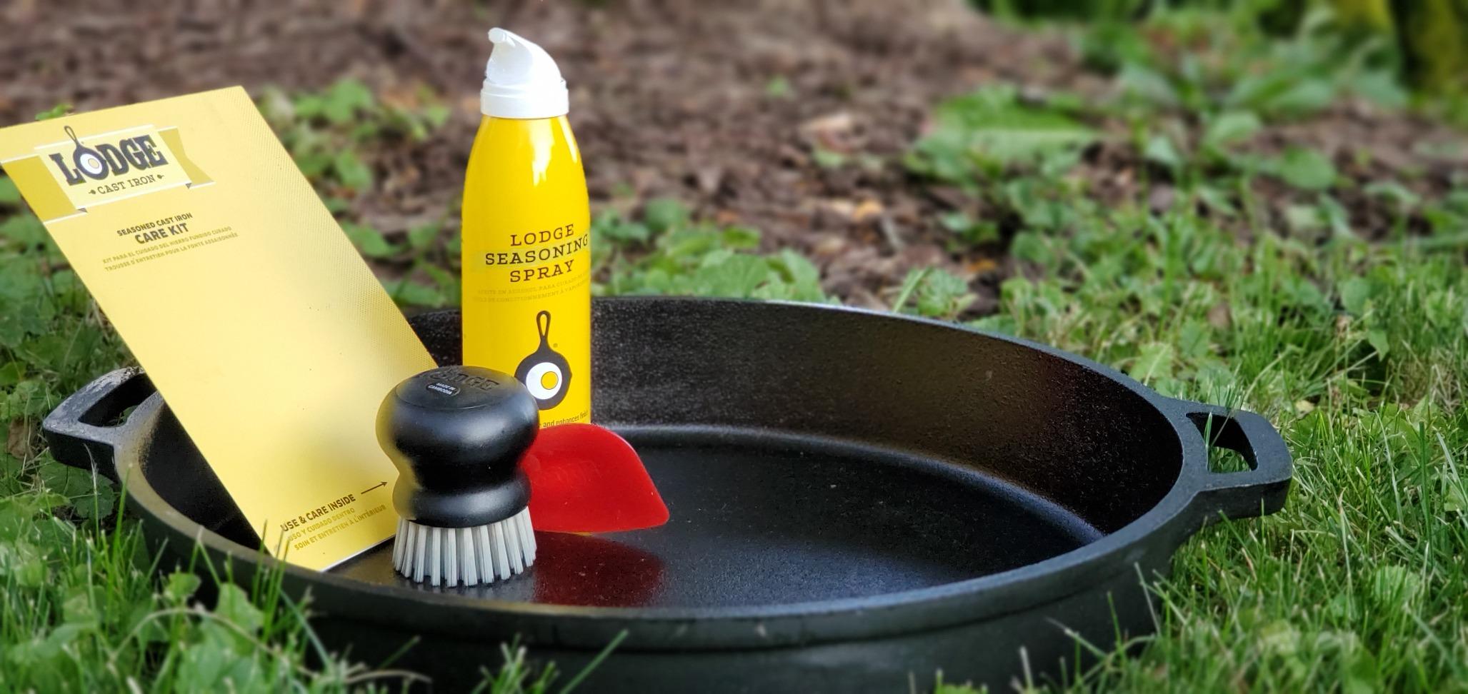 Lodge Cast Iron Care Kit, 4 Piece Cookware Maintenance Set | Includes Seasoning Spray, Scrub Brush, Pan Scraper & Silicone Handle Holder for Everyday Cast Iron Care customer photo 1