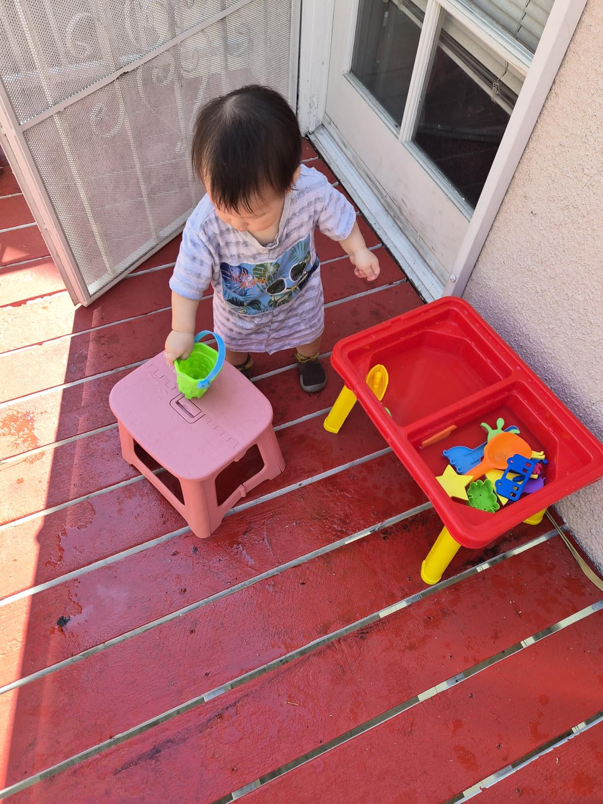 Toddler Sensory Kids Table with Lid | Sensory Bin | Kidoozie | Mega Block Compatible Lid | Indoor Outdoor Use, Red, G02521 customer photo 1
