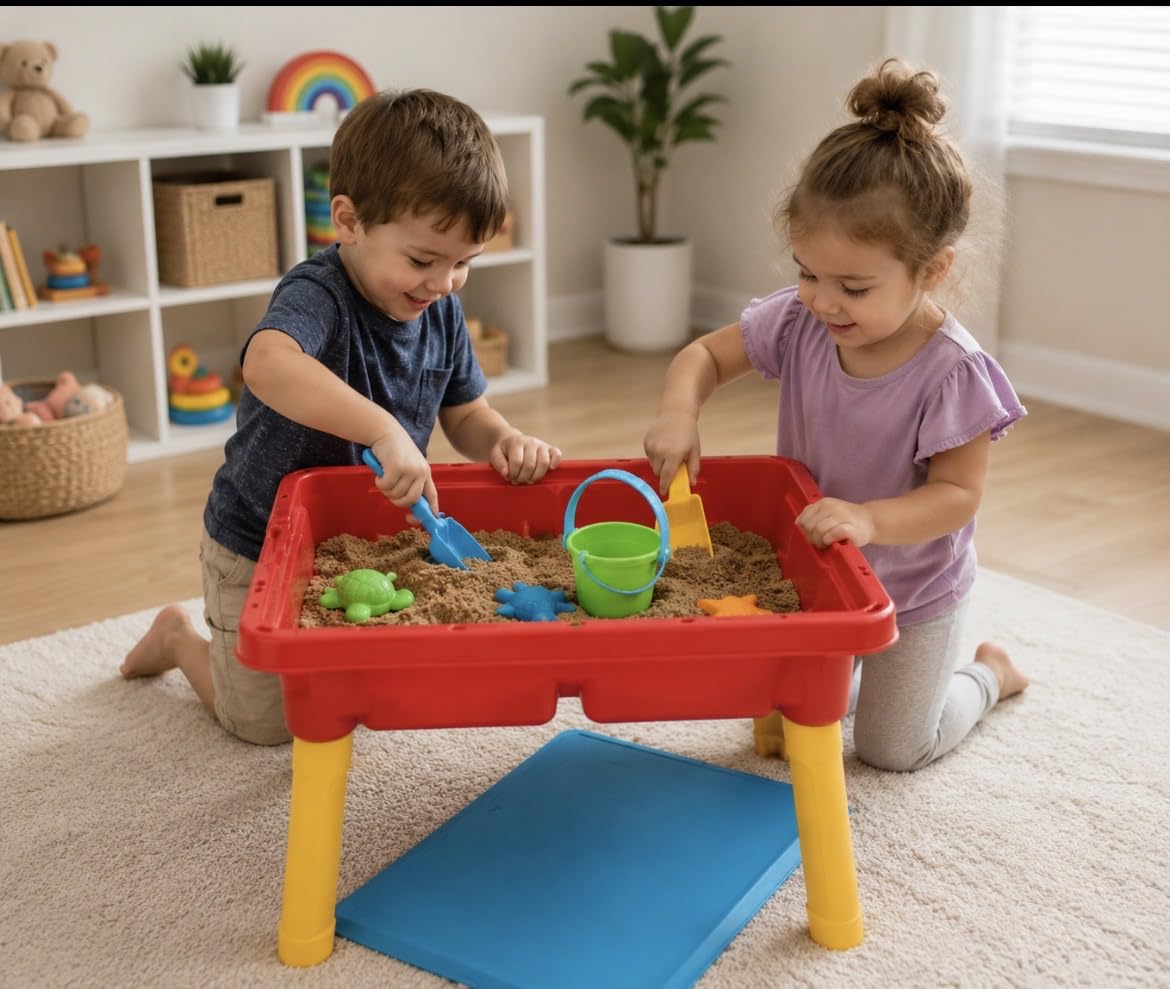 Toddler Sensory Kids Table with Lid | Sensory Bin | Kidoozie | Mega Block Compatible Lid | Indoor Outdoor Use, Red, G02521 customer photo 2