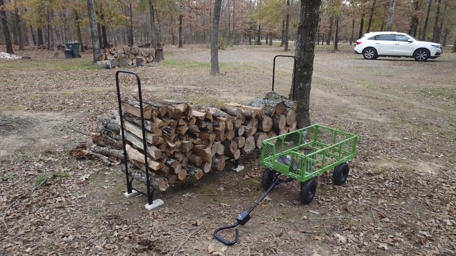 Amagabeli 8ft Firewood Log Rack Outdoor Heavy Duty Logs Holder for Fireplace Indoor Outdoor Adjustable Wood Racks for Fire Wood Holder Metal Pile Stand Storage Stacker Organizer Black customer photo 2