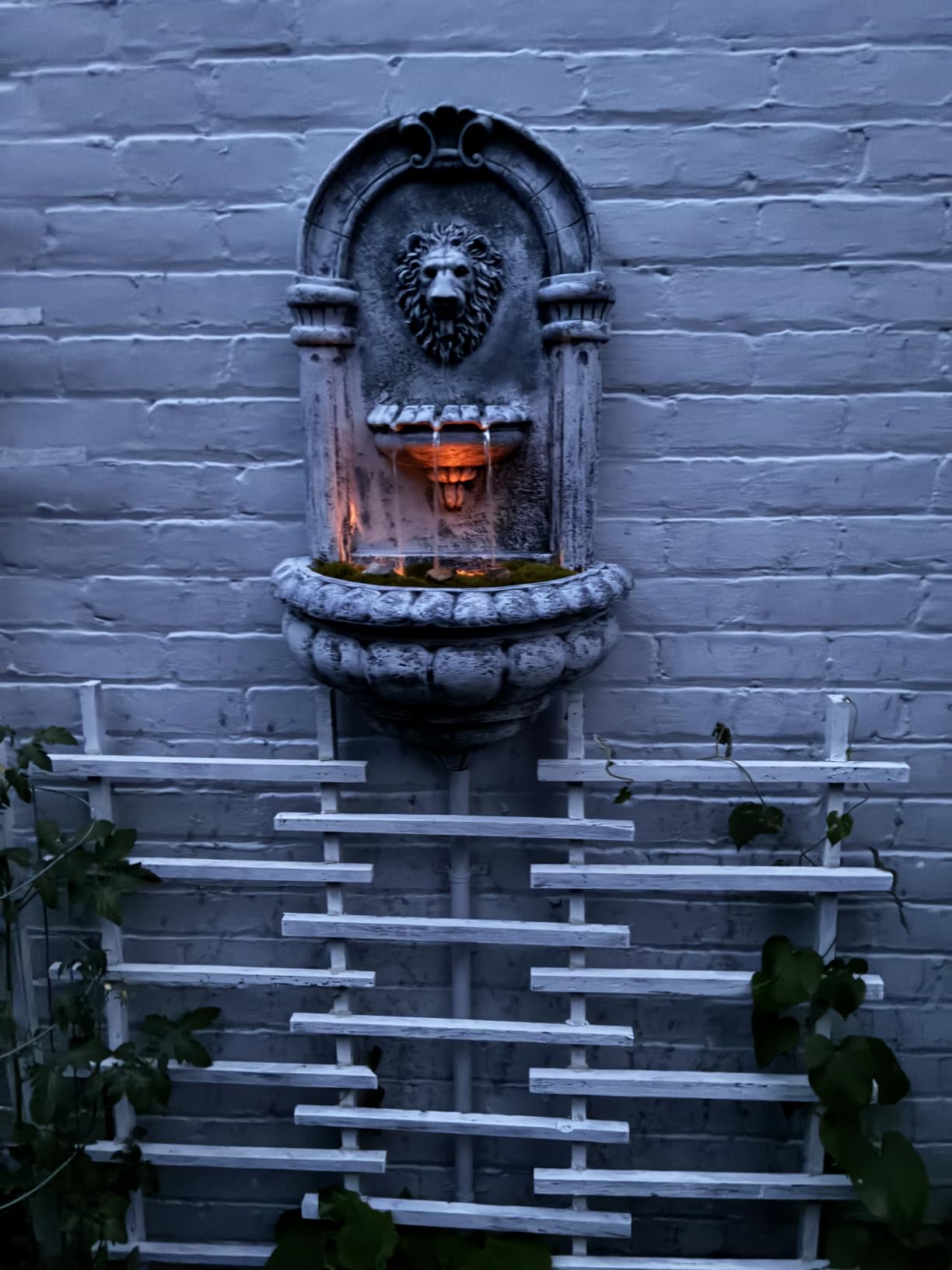 Teamson Home 32.1 in. Wall-Mounted Lion Head Stone LED Outdoor Water Fountain for Gardens, Landscaping, Patios, Balconies, Lawns to Create a Calming Oasis in Outdoor Living Spaces, Antique Bronze customer photo 1
