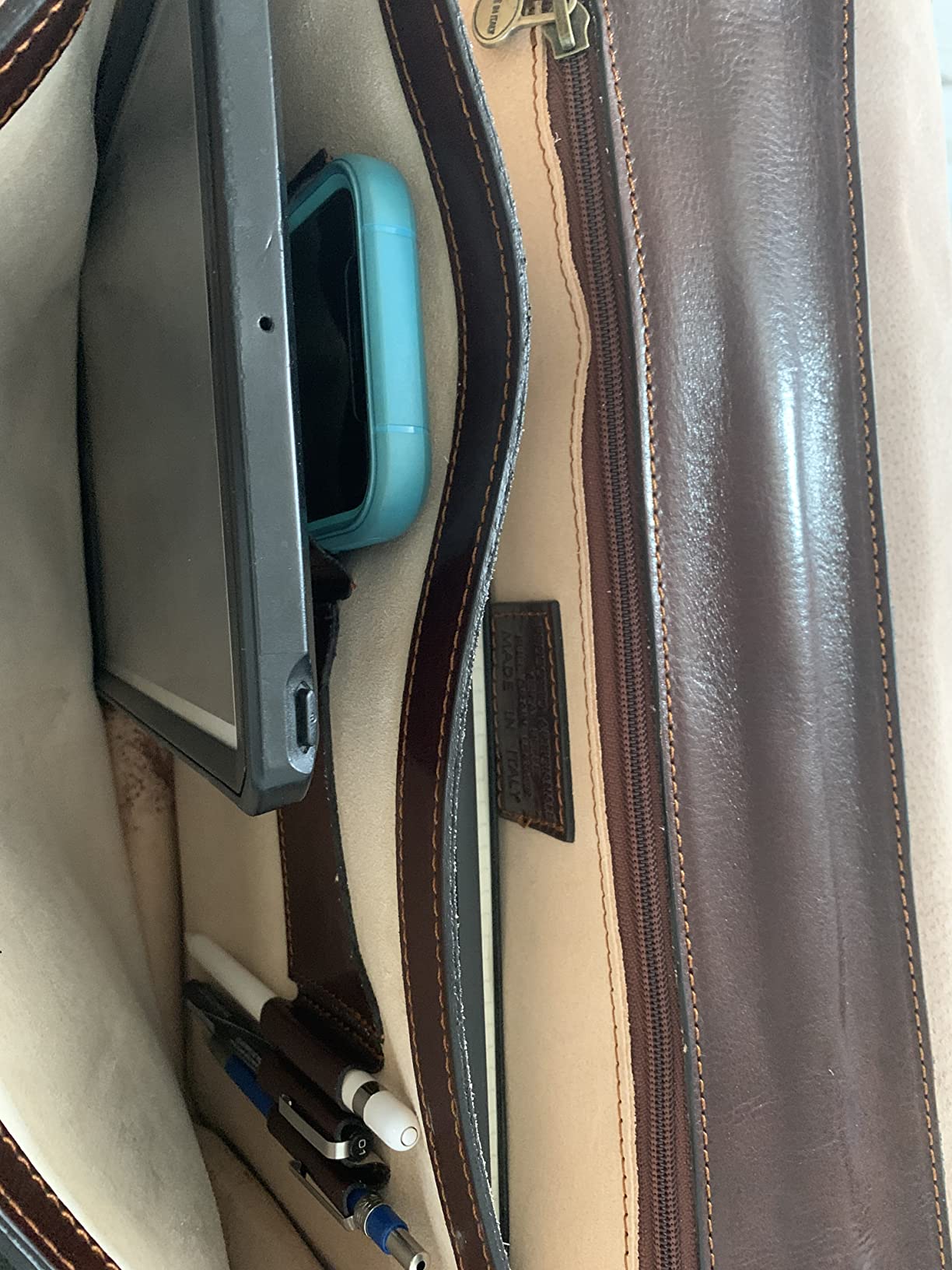 Time Resistance Leather Briefcase for Men - Italian Full Grain Leather Laptop Bag - Messenger Bag - Gift Box Included customer photo 2