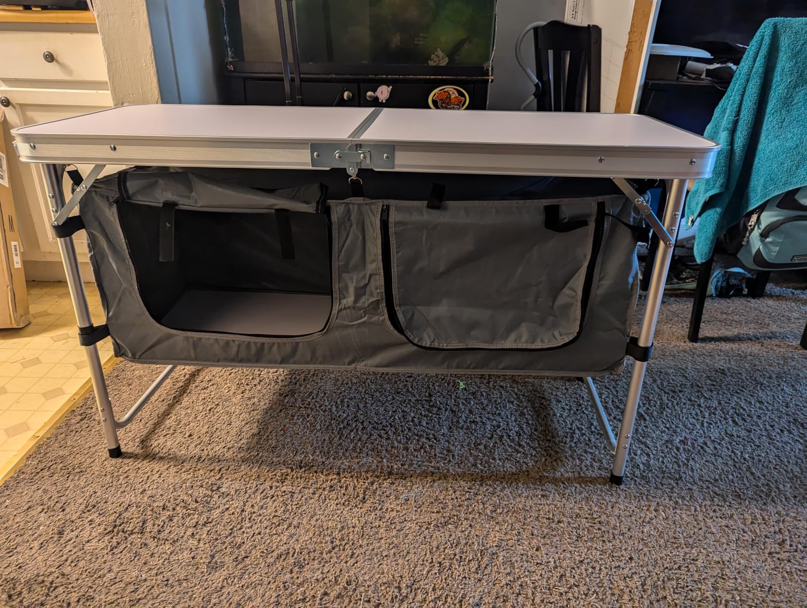 CampLand Outdoor Folding Table Aluminum Lightweight Height Adjustable with Storage Organizer for BBQ, Party, Camping customer photo 2