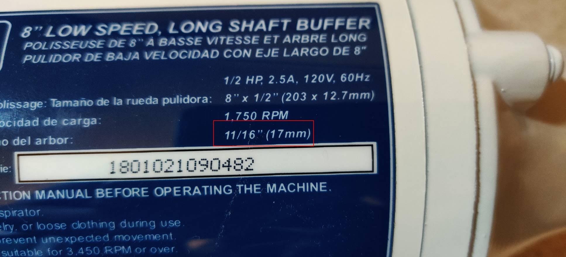 Rikon 8-Inch Low Speed Buffer, 1750 RPM customer photo 1