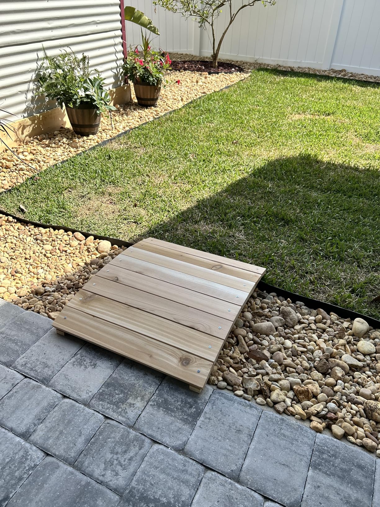 All Things Cedar Outdoor Wooden Garden Bridge for Walkway, Backyard Pond, 2', Natural customer photo 2