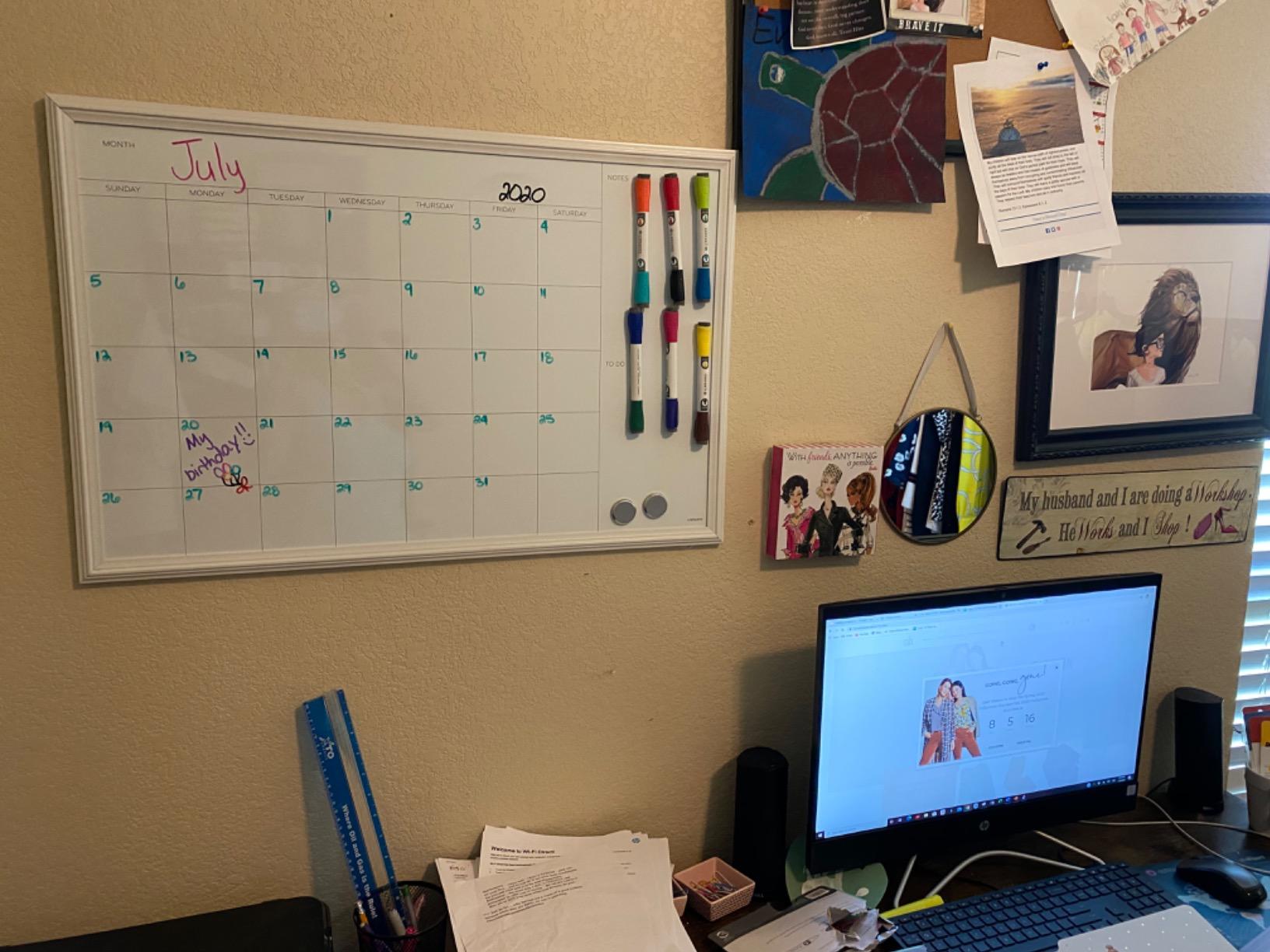 U Brands Magnetic Dry Erase Calendar White Board, 30