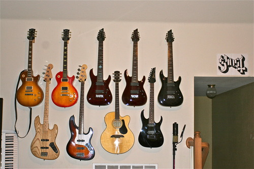 String Swing Guitar Wall Mount 3 Pack, Hangers, Holder Hook for Wall, Fits All Size Acoustic, Electric, Bass - Black Walnut Hardwood, Made in USA customer photo 2