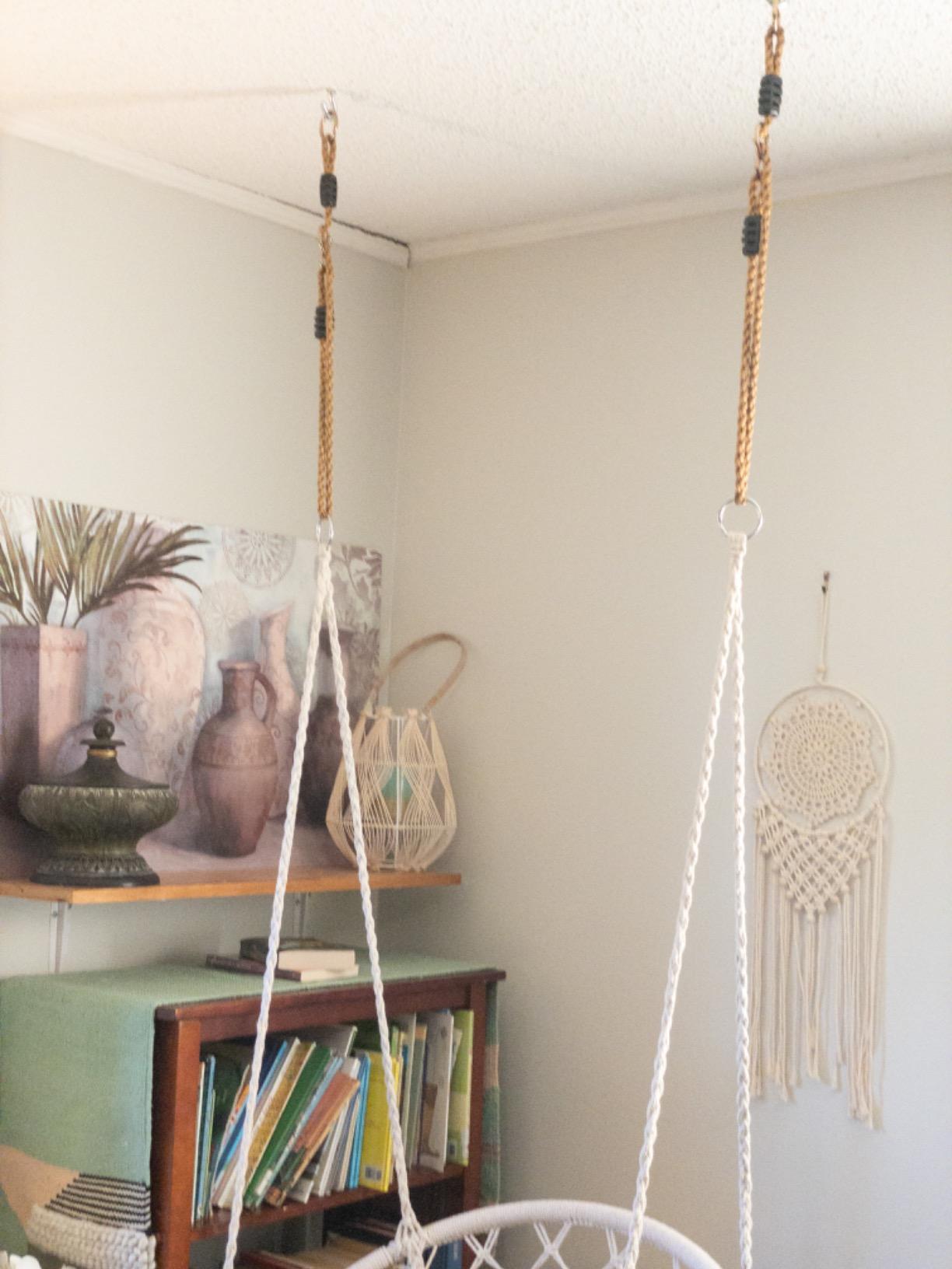 Sorbus Macrame Swing, Hanging Hammock Chair, Indoor Outdoor Hanging Seat, Stylish boho cotton ceiling design for decorative patios, porches, gardens and meditation, maximum 250-pound capacity customer photo 1