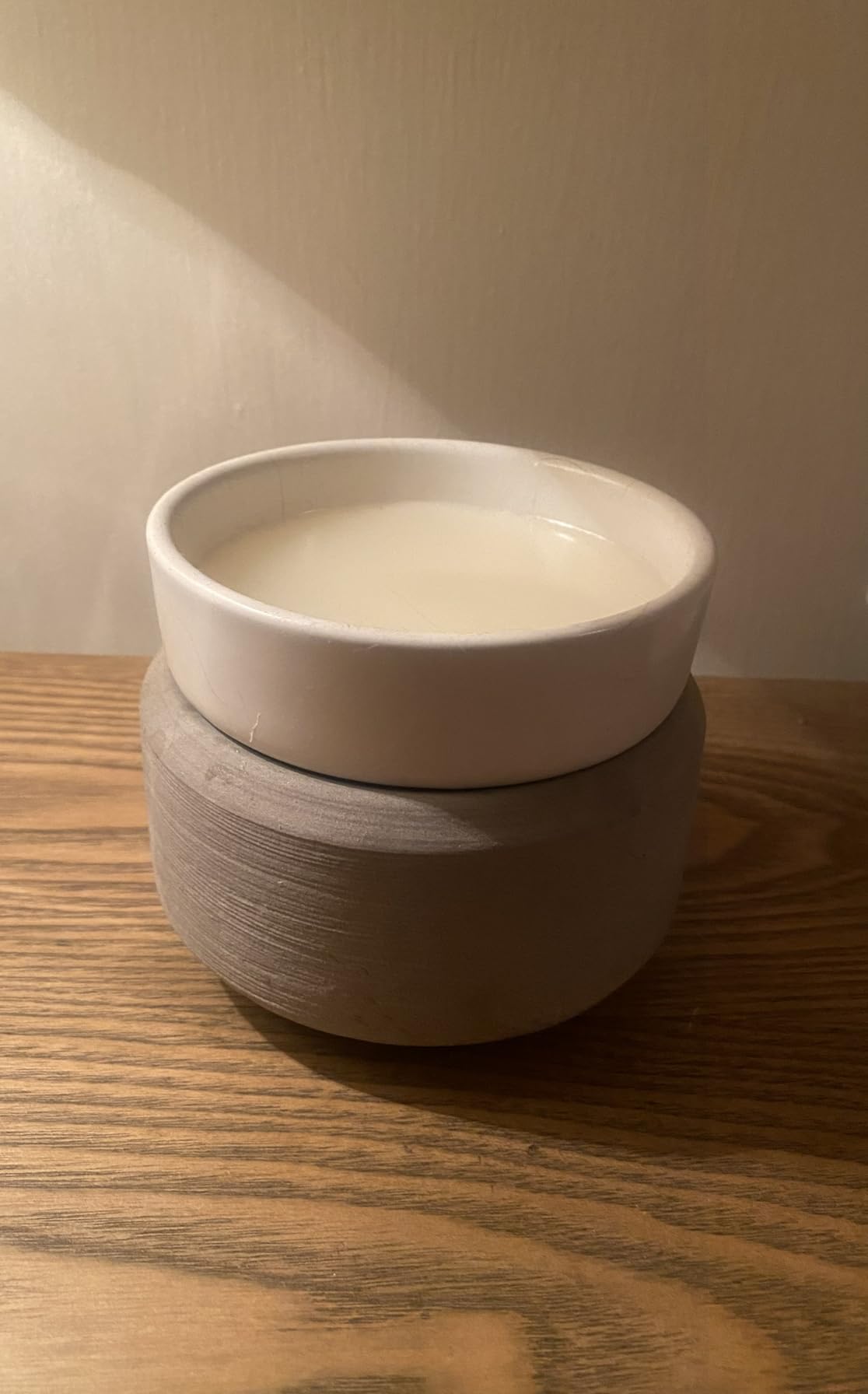 Candle Warmers ETC 2-in-1 Candle and Fragrance Warmer for Warming Scented Candles or Wax Melts and Tarts to Freshen Room, Pewter Walnut customer photo 1