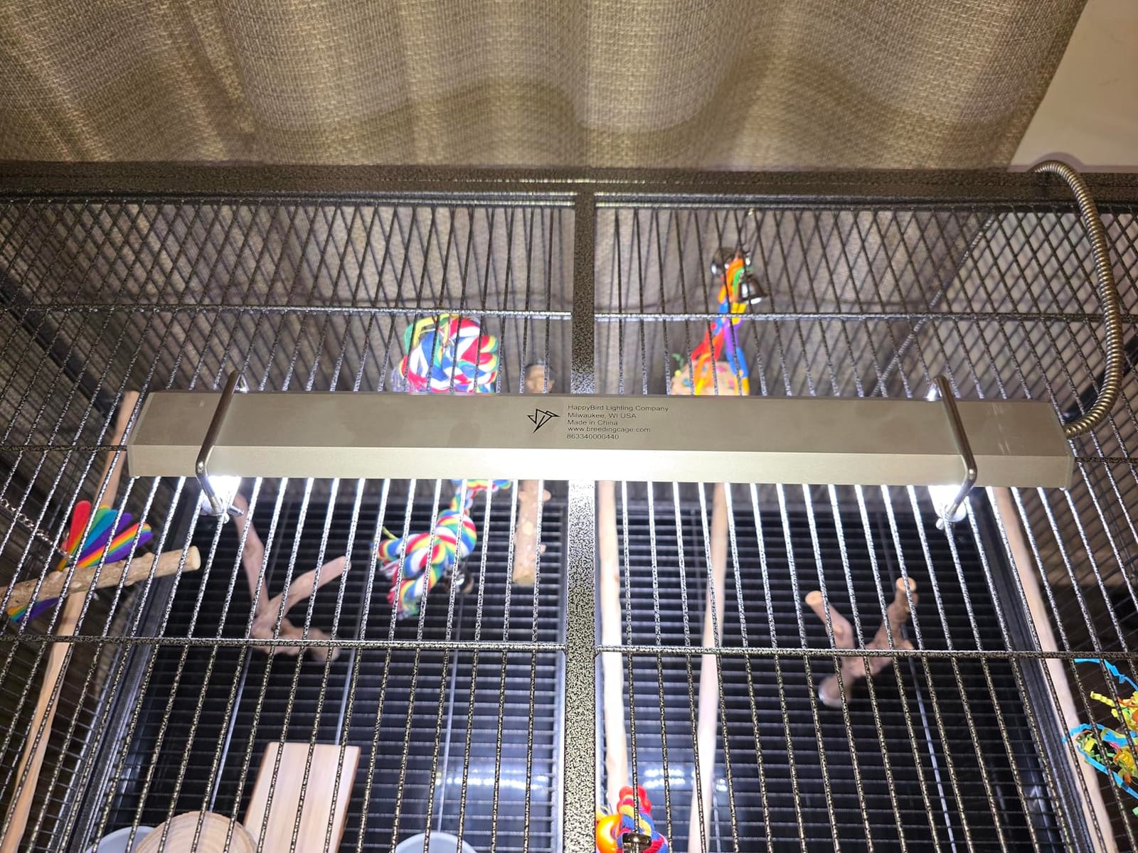HappyBird Lighting Bird Cage Light with Chew Guard - Full Spectrum LED Pet Light - Simulates Natural Environment - Safe for Hookbill Birds (18 inch Long) customer photo 2