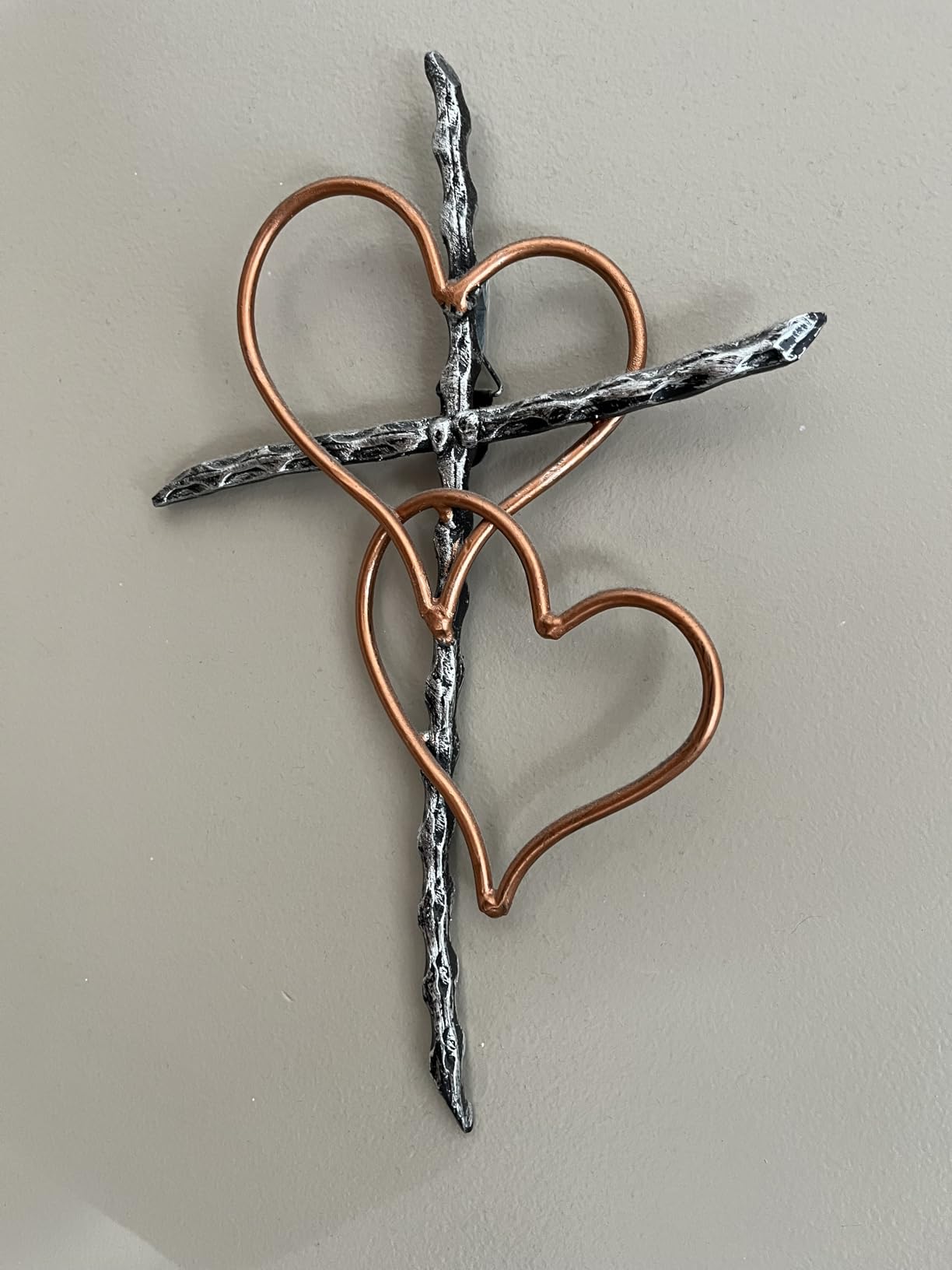 Old River Outdoors Entwined Hearts Decorative Metal Wall Cross - Joined Two Hearts, One Love Promises Kept customer photo 1