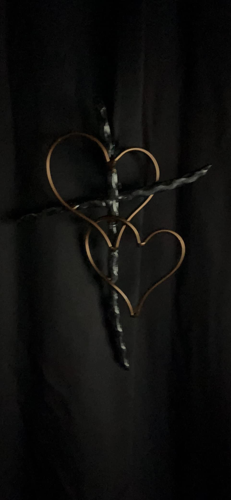 Old River Outdoors Entwined Hearts Decorative Metal Wall Cross - Joined Two Hearts, One Love Promises Kept customer photo 2