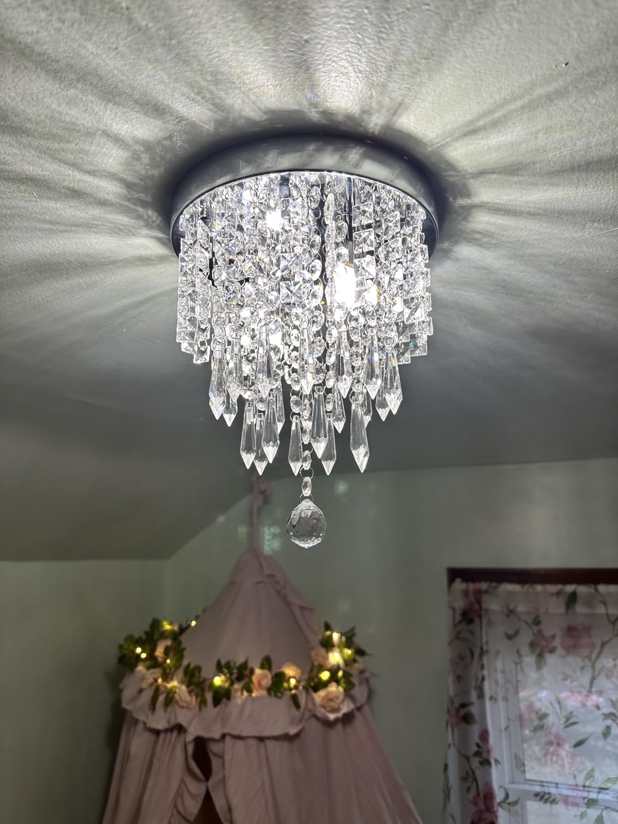 lifeholder Mini Chandelier, Crystal Chandelier Lighting, 2 Lights, Flush Mount Ceiling Light, H10.4'' x W8.66'' Modern Chandelier Lighting Fixture for Bedroom, Hallway, Bar, Kitchen, Bathroom customer photo 2