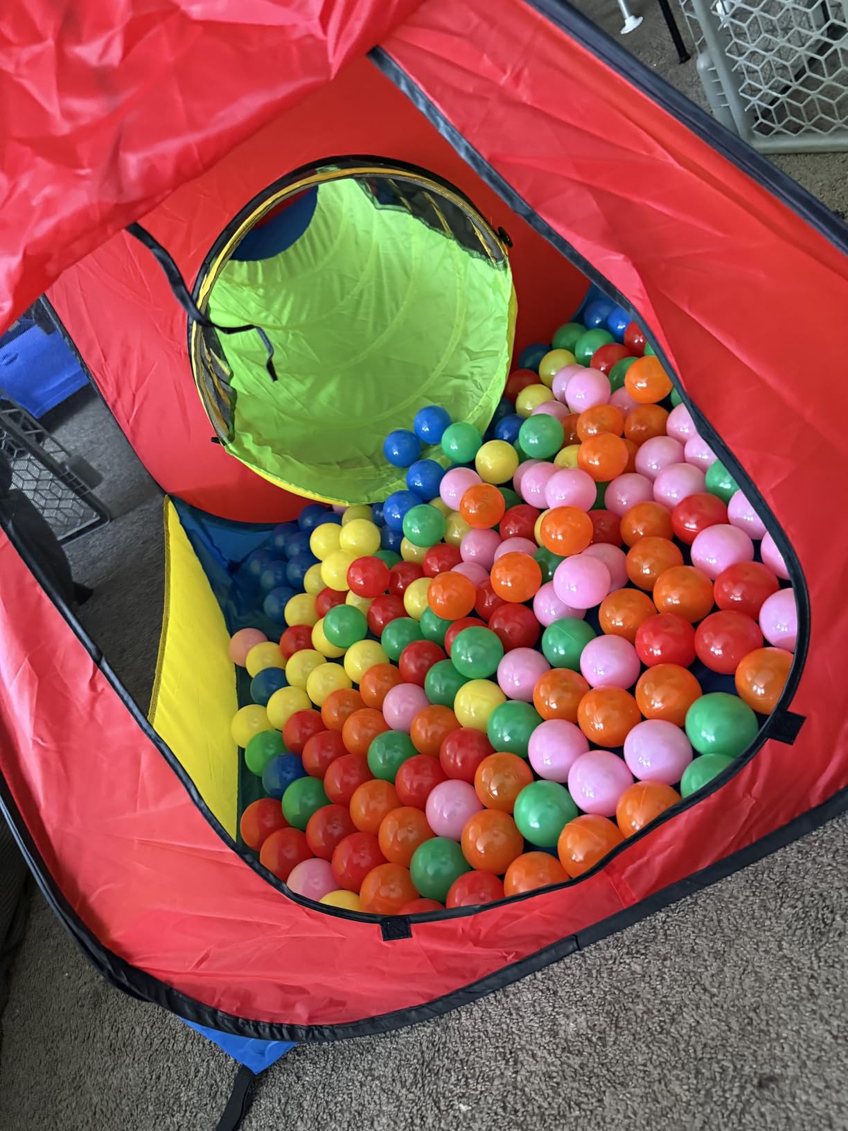 UTEX 3 in 1 Pop Up Play Tent with Tunnel, Indoor/Outdoor Playhouse | Baby Ball Pit, Tunnel Toys for Toddlers 1-3, Soft Neutral Style, Tear-resistant Fabric customer photo 2