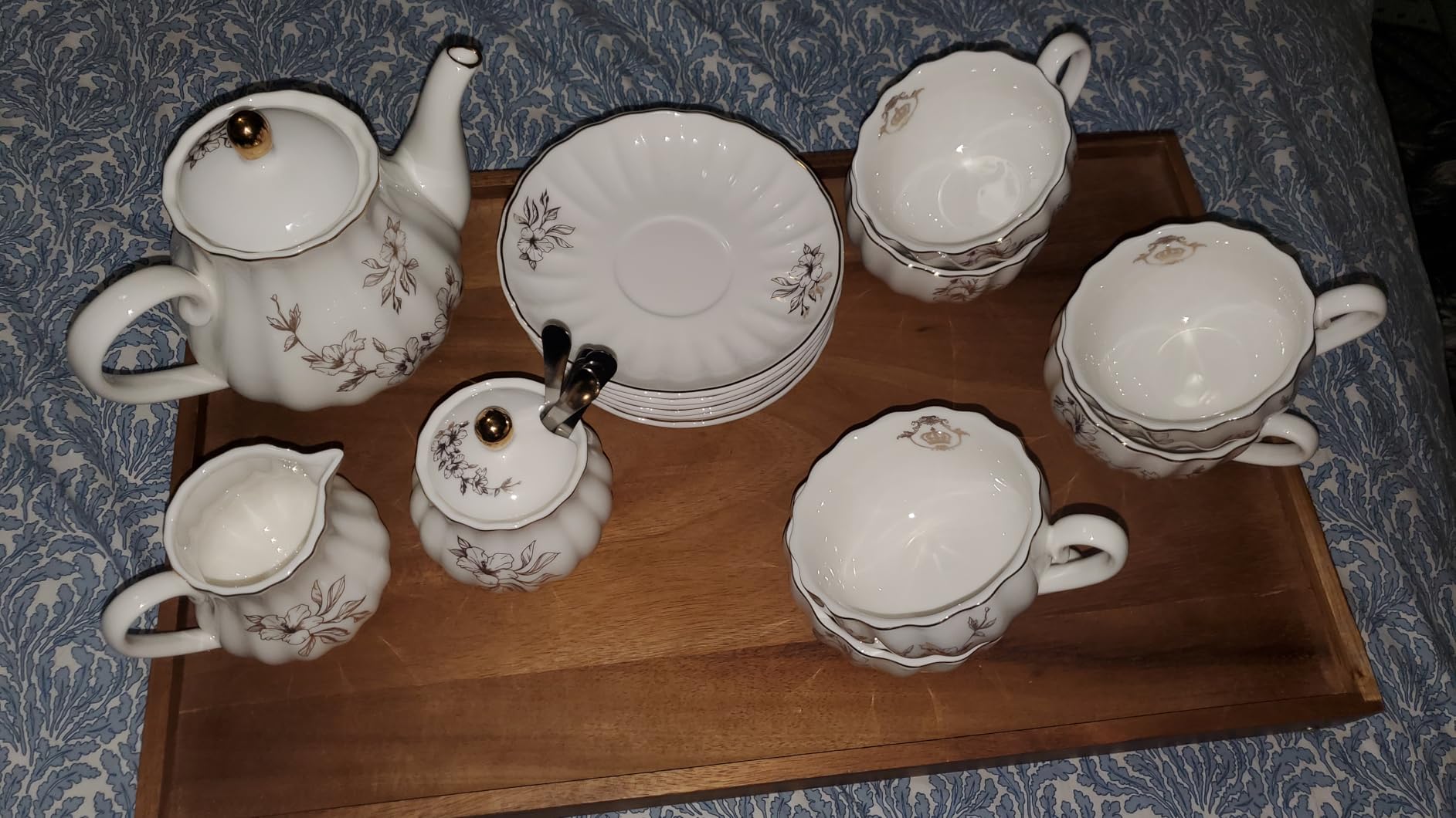 Porcelain Tea Sets British Royal Series, 8 OZ Cups & Saucer Service for 6, with Teapot Sugar Bowl Cream Pitcher Teaspoons and tea strainer for Tea/Coffee, Pukka Home (Pure White) customer photo 2