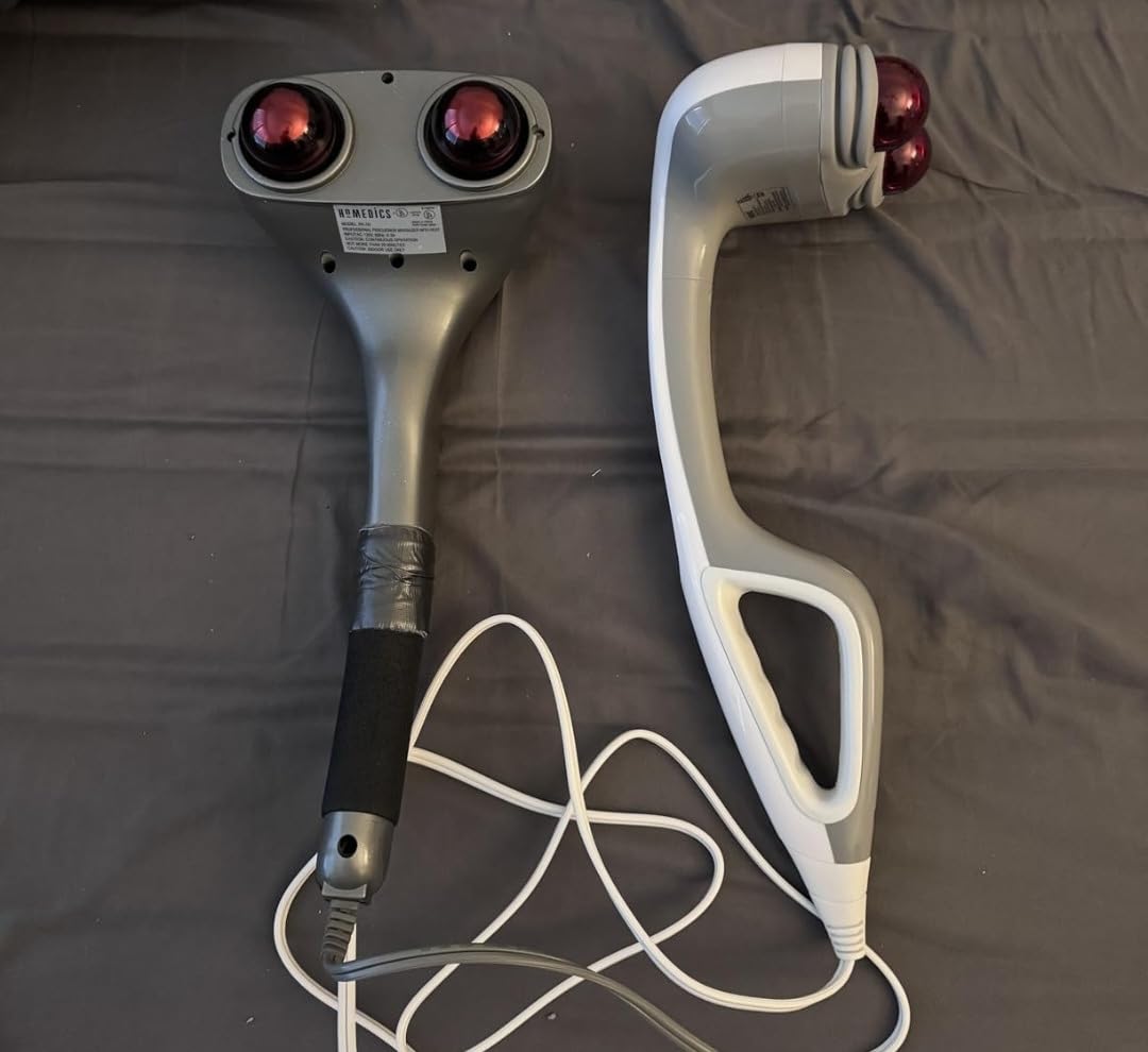 Homedics Back Massager Heated Automatic Percussion Body Massager | with Dual Pivoting Heads, for Back, Body and Neck Massage, Interchangeable Nodes, For Shoulders, Legs and Feet, White customer photo 2