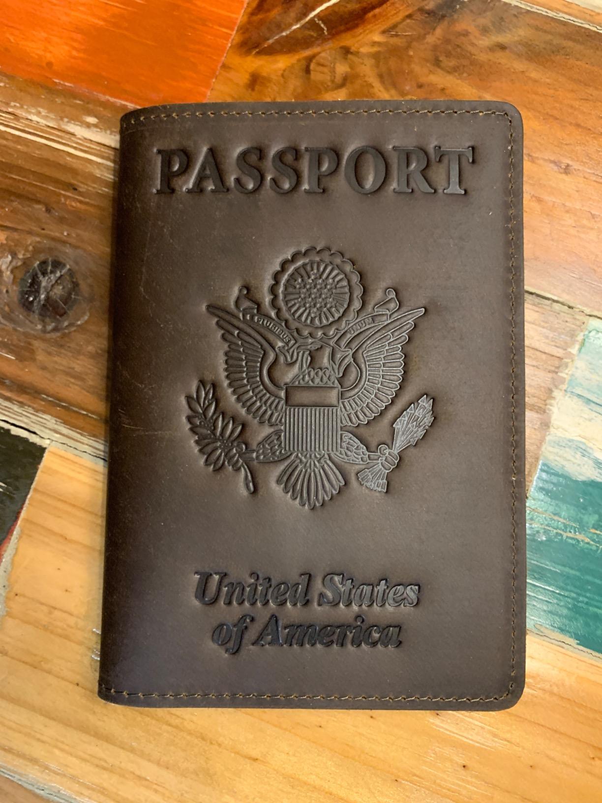 RFID Blocking Passport Holder Travel Wallet - Genuine Crazy Horse Leather for Men (Coffee) customer photo 2