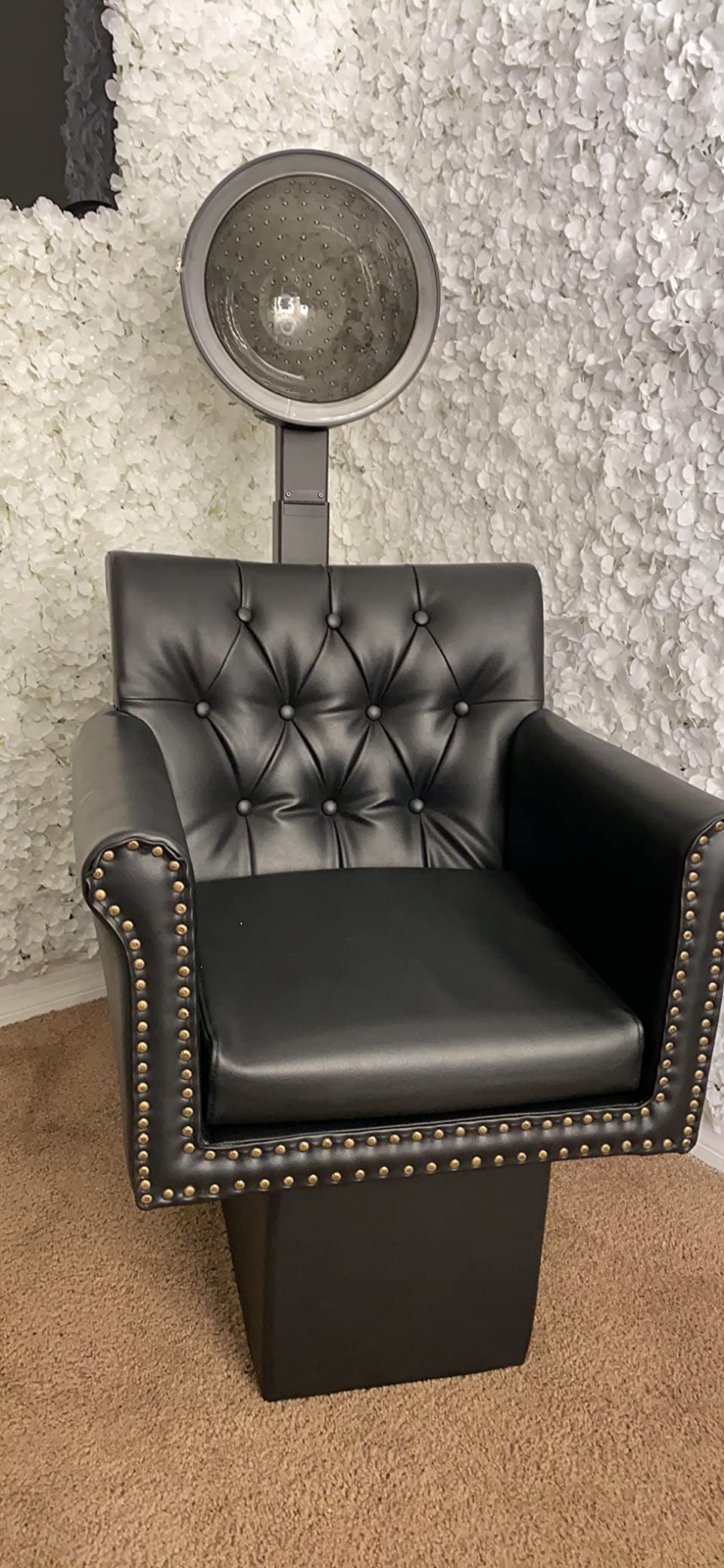Buy-Rite Chelsea Hair Dryer Chair Combo 980W Adjustable Hood Black | Tufted Foam Seat, Brass Nailhead Trim, 980 watts, UL/CSA Certified, Adjustable Time/Temp, Removable Cushion, For Salons customer photo 1