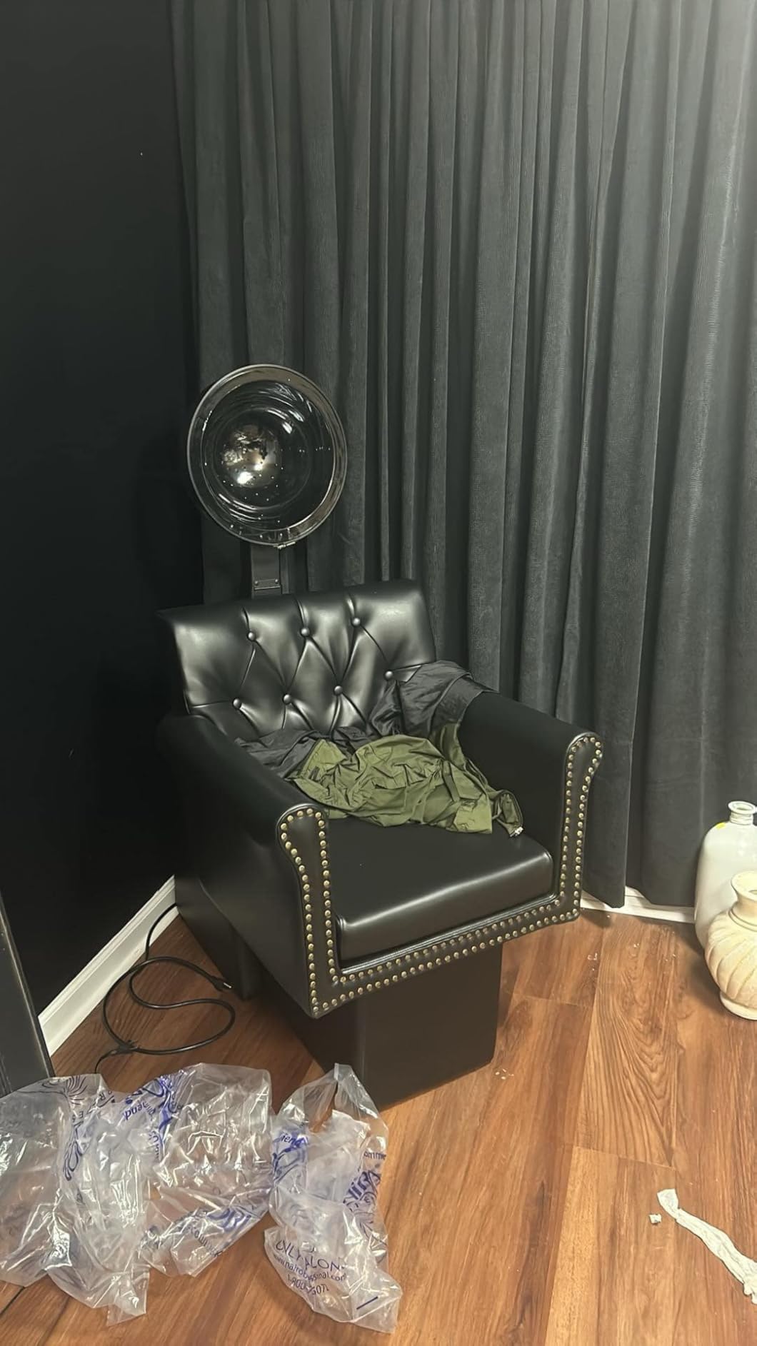 Buy-Rite Chelsea Hair Dryer Chair Combo 980W Adjustable Hood Black | Tufted Foam Seat, Brass Nailhead Trim, 980 watts, UL/CSA Certified, Adjustable Time/Temp, Removable Cushion, For Salons customer photo 2