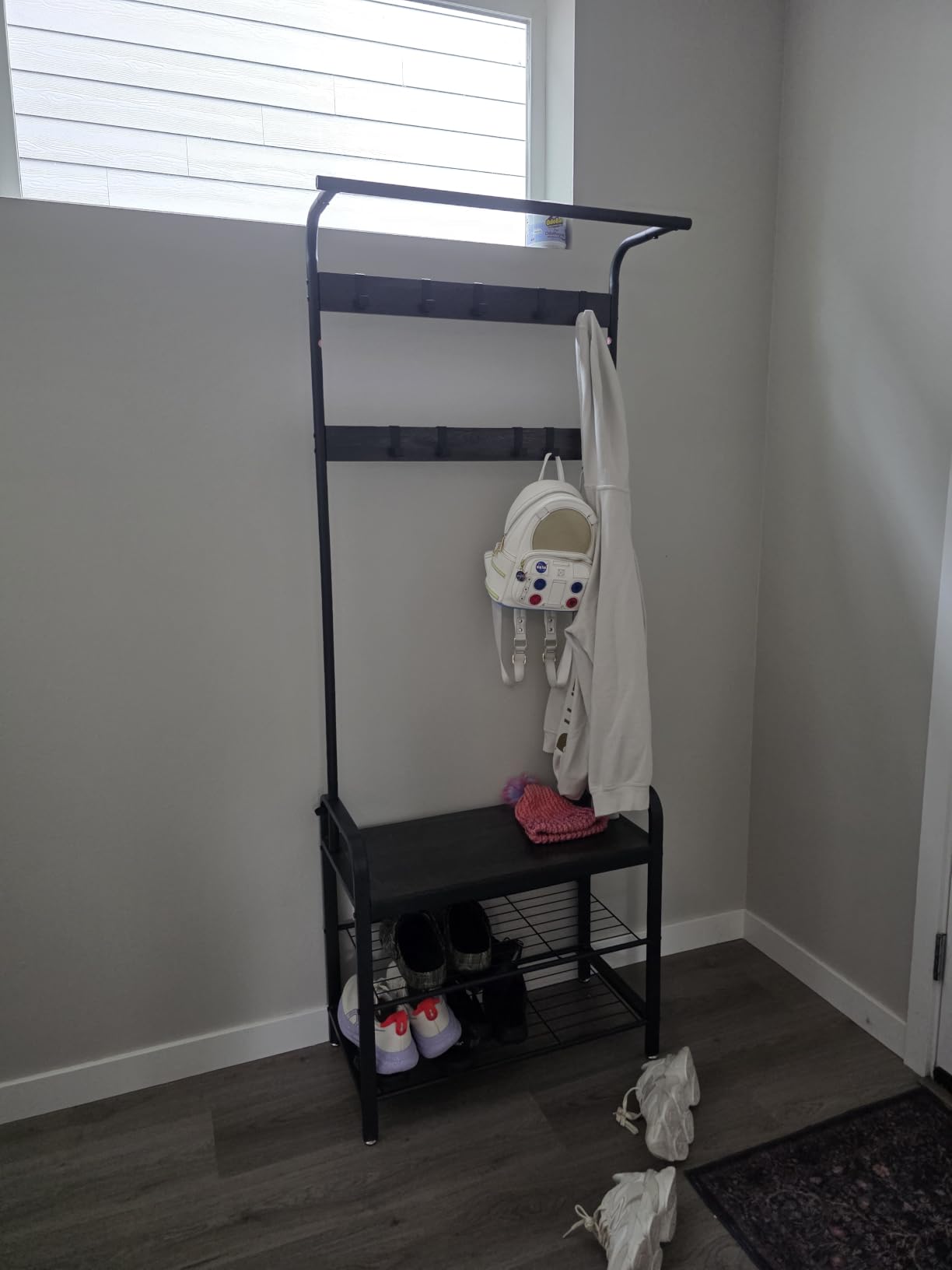 VASAGLE Coat Rack, Hall Tree with Shoe Bench for Entryway, Entryway Bench with Coat Rack, 4-in-1, with 9 Removable Hooks, a Hanging Rod, 13.3 x 28.3 x 72.1 Inches, Rustic Brown and Black UHSR40B customer photo 1