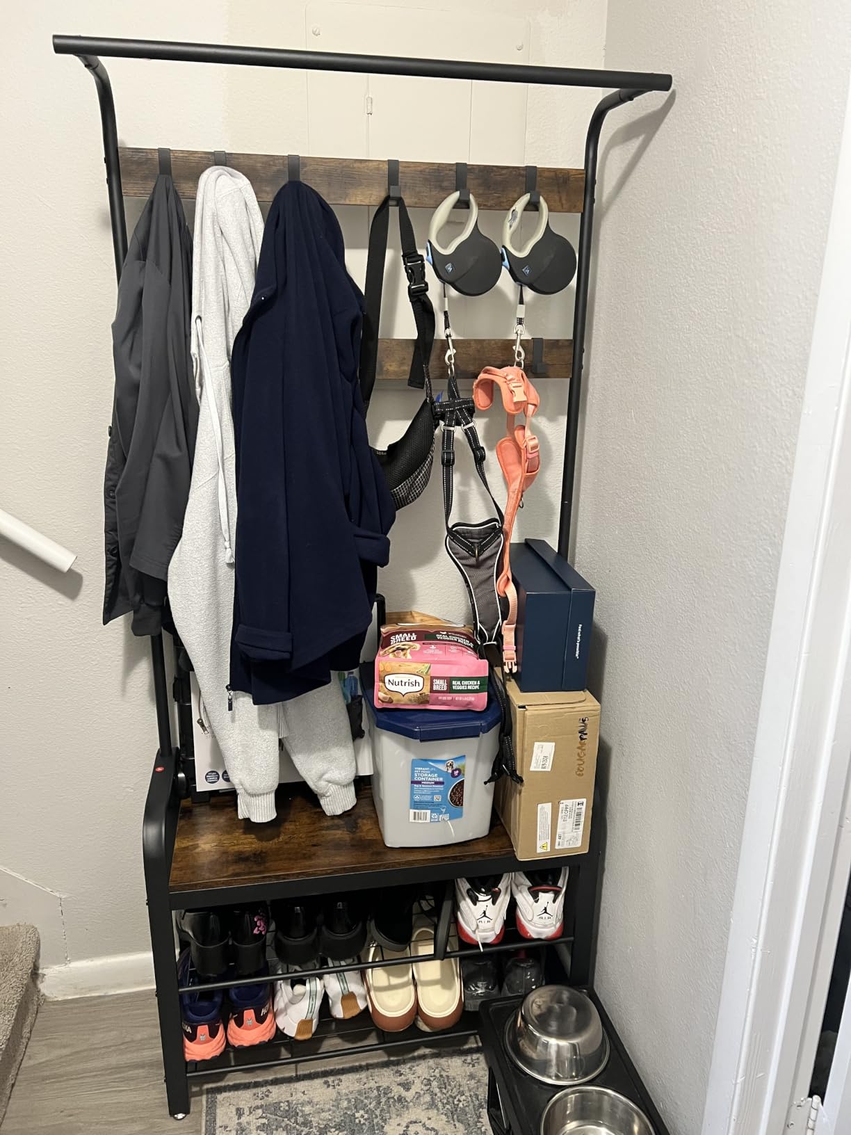 VASAGLE Coat Rack, Hall Tree with Shoe Bench for Entryway, Entryway Bench with Coat Rack, 4-in-1, with 9 Removable Hooks, a Hanging Rod, 13.3 x 28.3 x 72.1 Inches, Rustic Brown and Black UHSR40B customer photo 2