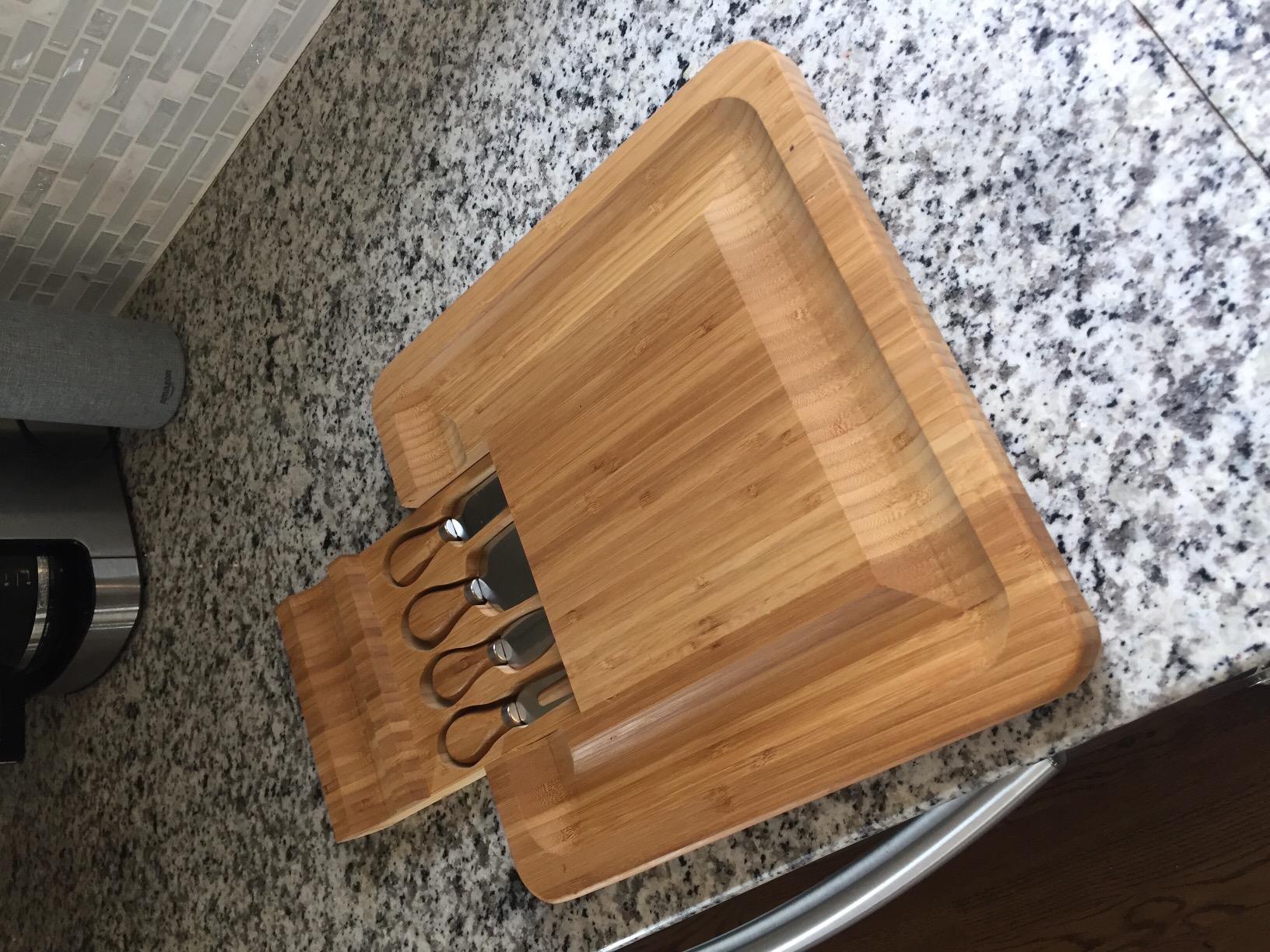 Charcuterie Board Gift Set, Bamboo Cheese Board With Cutlery, Includes Stainless Steel Serving Utensils, Cheese Platter and Serving Tray, Suitable for Wedding, Gift for Couples, and Housewarming Gifts customer photo 1