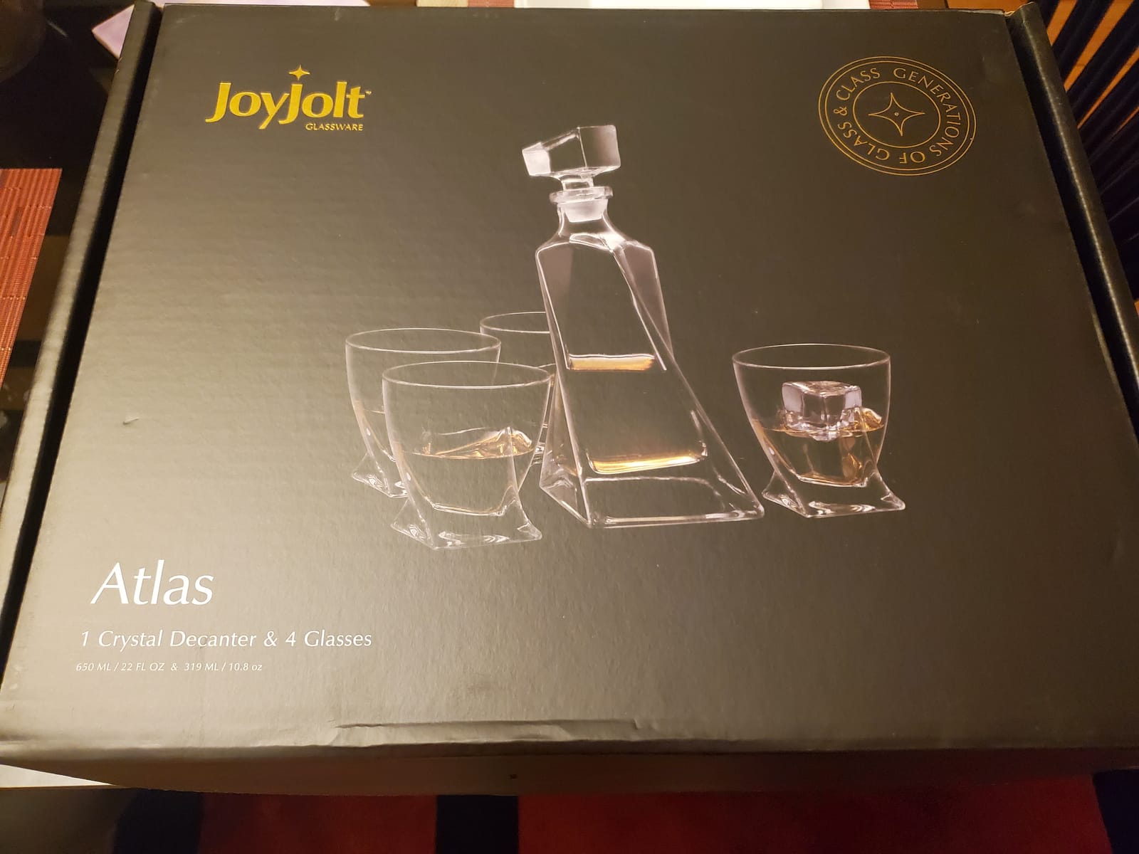 JoyJolt Atlas 5-Piece Luxury Crystal Whiskey Decanter Set, 22 oz Decanter & 4 x 10.8 oz Old Fashioned Whiskey Glasses customer photo 1