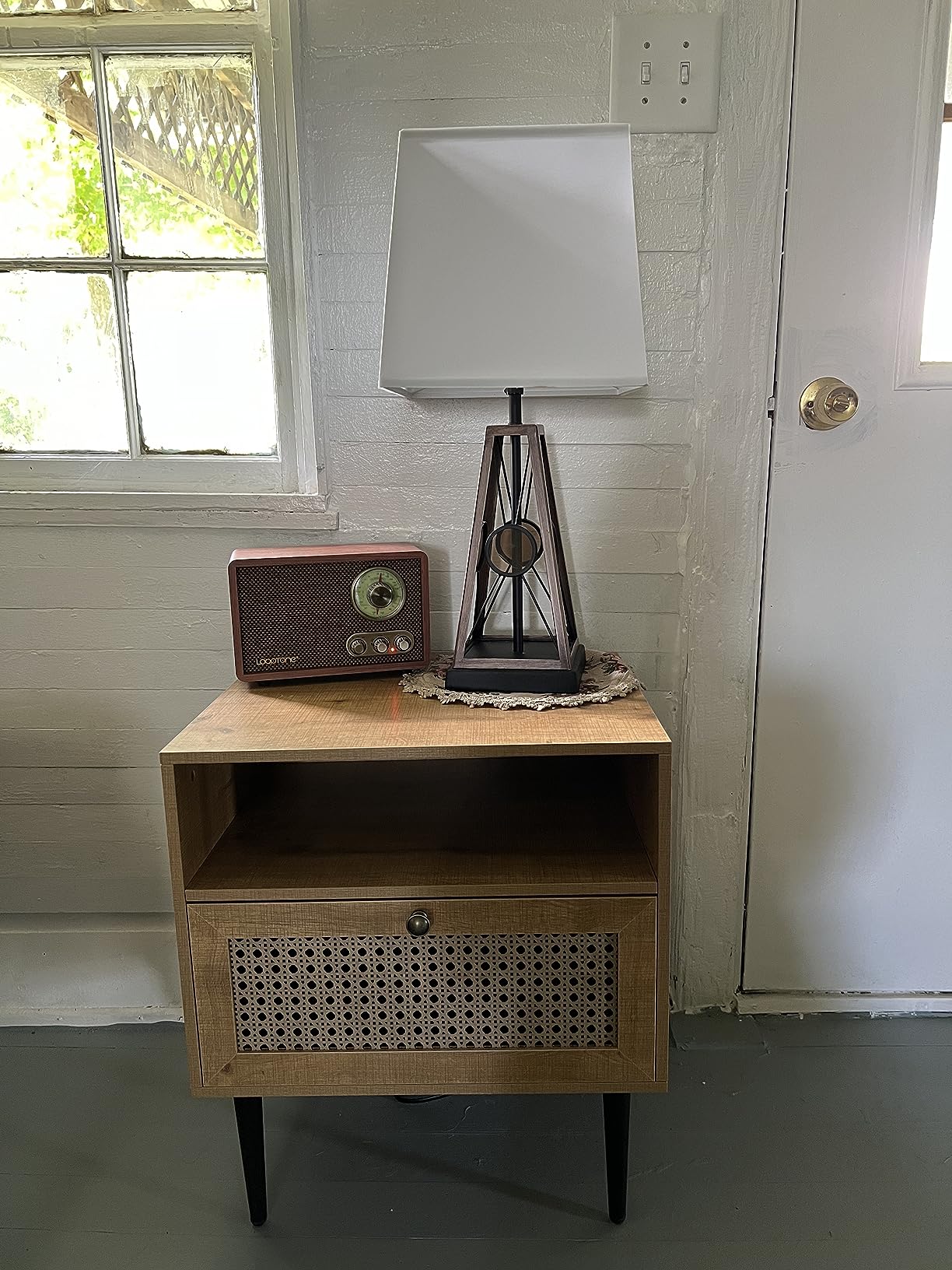 Vintage AM FM Classic Retro Bluetooth Radio with Treble Bass Control | Home Wooden Table Radio Plug in Wall,Bluetooth Speaker with Rotary Knob,Vintage Decor for Office,Kitchen,Living Room,Bed Room customer photo 1