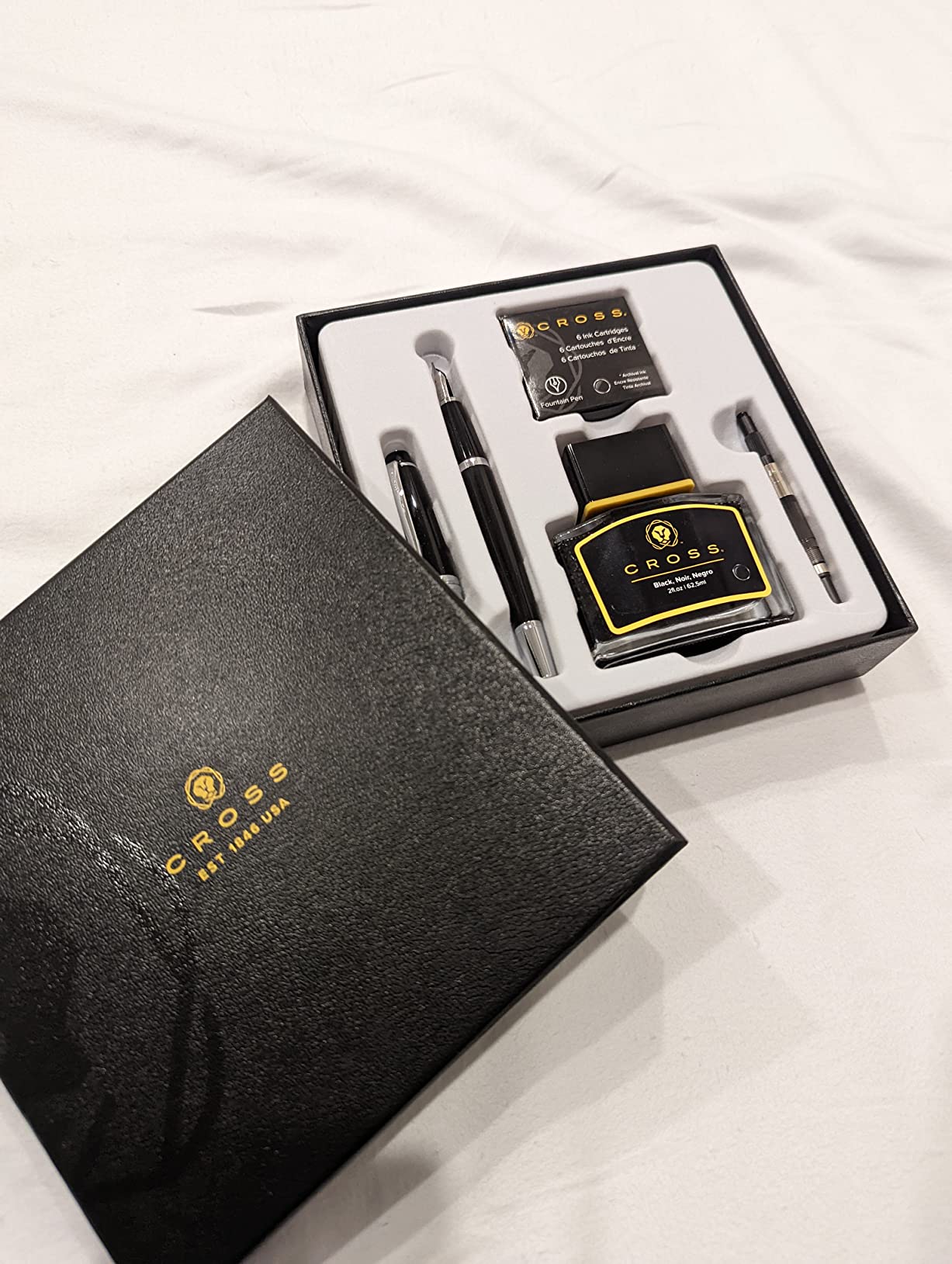 Cross Bailey Refillable Fountain Pen, Black Ink, Luxury Gift Box, Includes Ink Cartridges, Bottle Ink and Converter customer photo 1