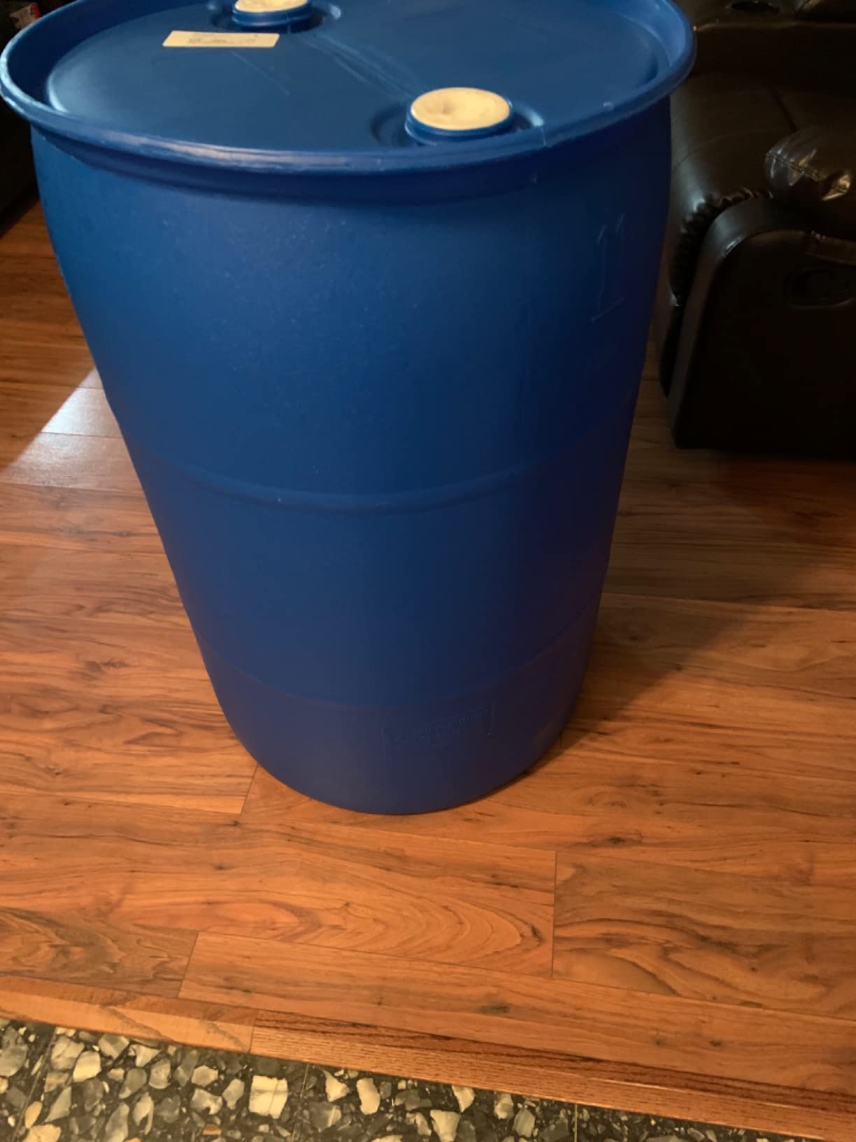55 Gallon Blue Water Barrel | Solid Mold | 2 Inch Bung Holes, Good for Long Term Drinking Water Use | BPA Free customer photo 1