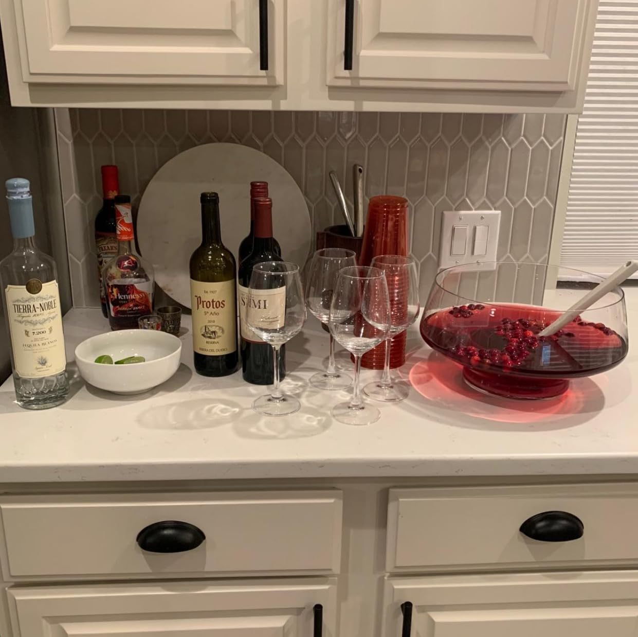 Viski Footed Glass Punch Bowl, Heavy Base Large Punch Bowl with Angled Design, Clear, 2.5gal customer photo 1