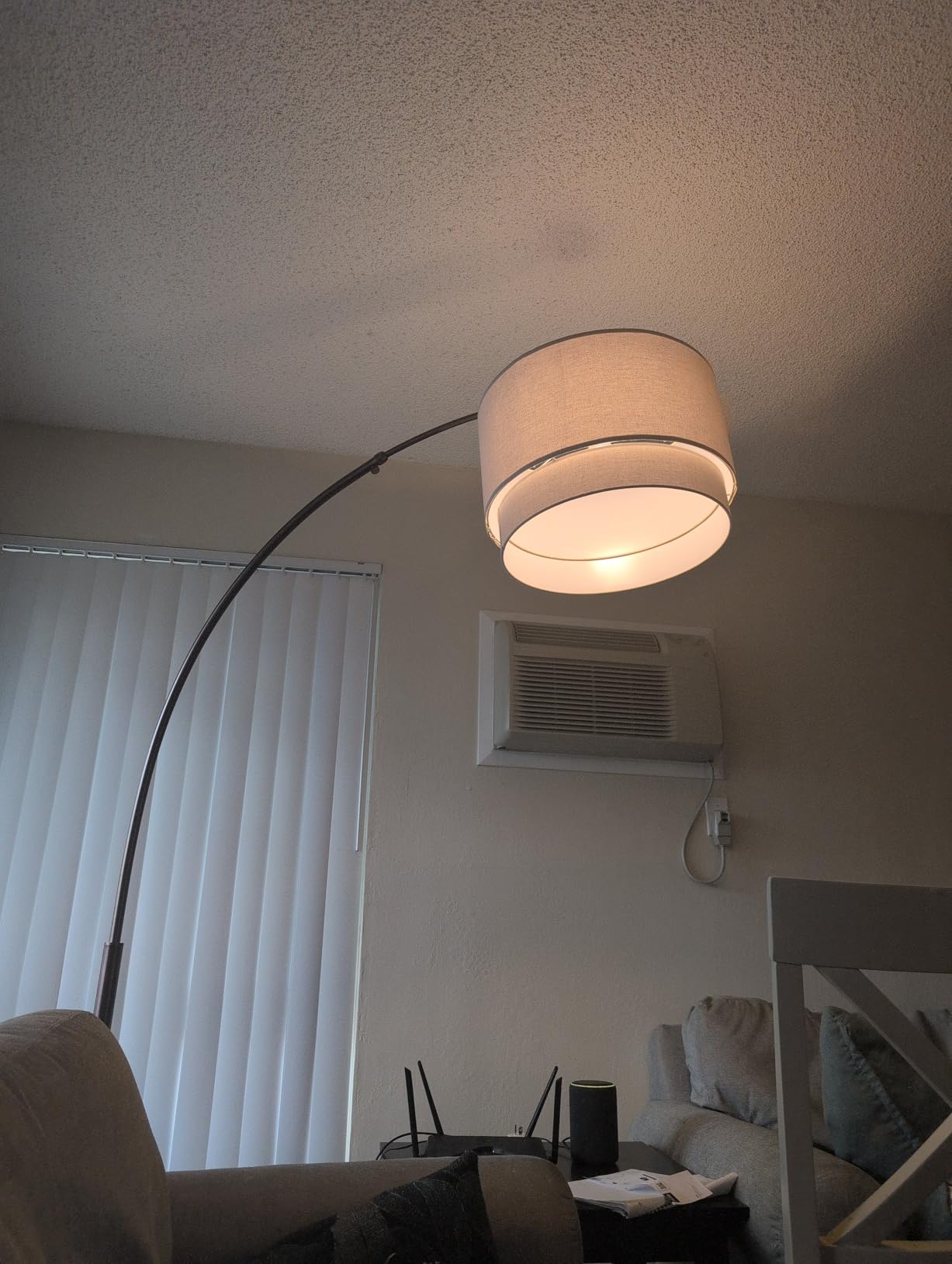 Brightech Mason Arc Floor Lamp - Modern Corner Standing Lamp with Unique Hanging Drum Lamp Shade for Living Room - Bright Overhead, Curved Hanging Light for Bedroom, Library, Den - Bronze customer photo 1