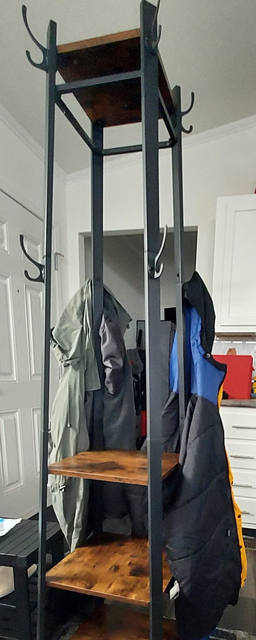 VASAGLE Coat Rack Freestanding, Coat Hanger Stand, Hall Tree with 2 Shelves, for Clothes, Hat, Bag, Industrial Style, Rustic Brown and Black URCR16BX customer photo 2
