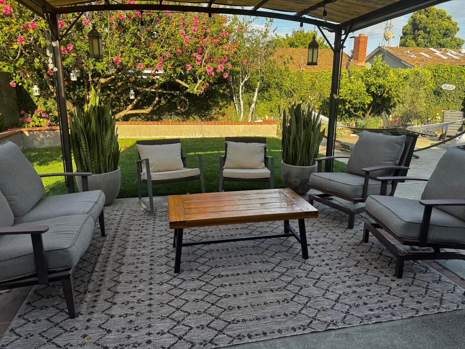 Christopher Knight Home Carlisle Outdoor Acacia Wood Coffee Table, Sandblast/Rustic Metal customer photo 1