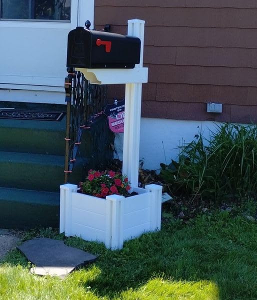 Zippity Majestic Mailbox Post w/Planter Box, White Vinyl DIY No Dig Kit customer photo 1