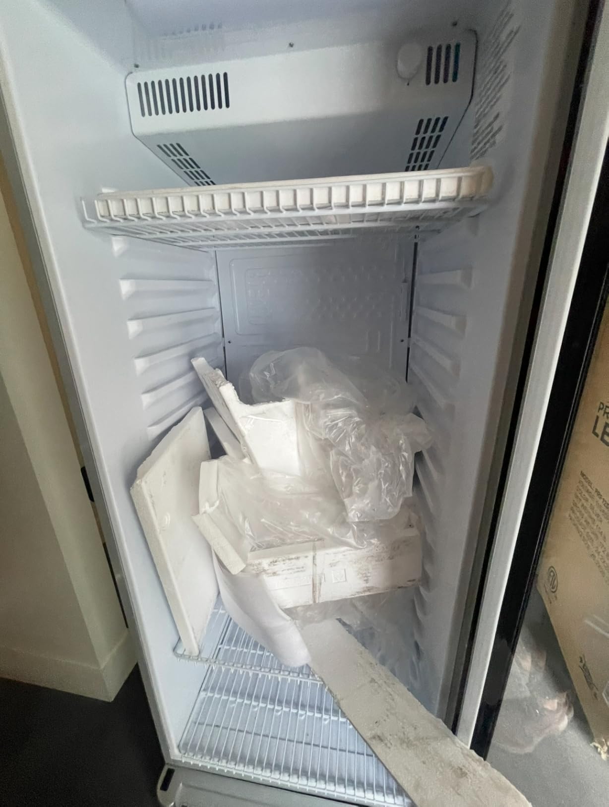 PremiumLevella PRF125DX Glass Door Display Refrigerator 12.5 cu ft Commercial Beverage Cooler Merchandiser With Customizable Lightbox - Silver customer photo 2