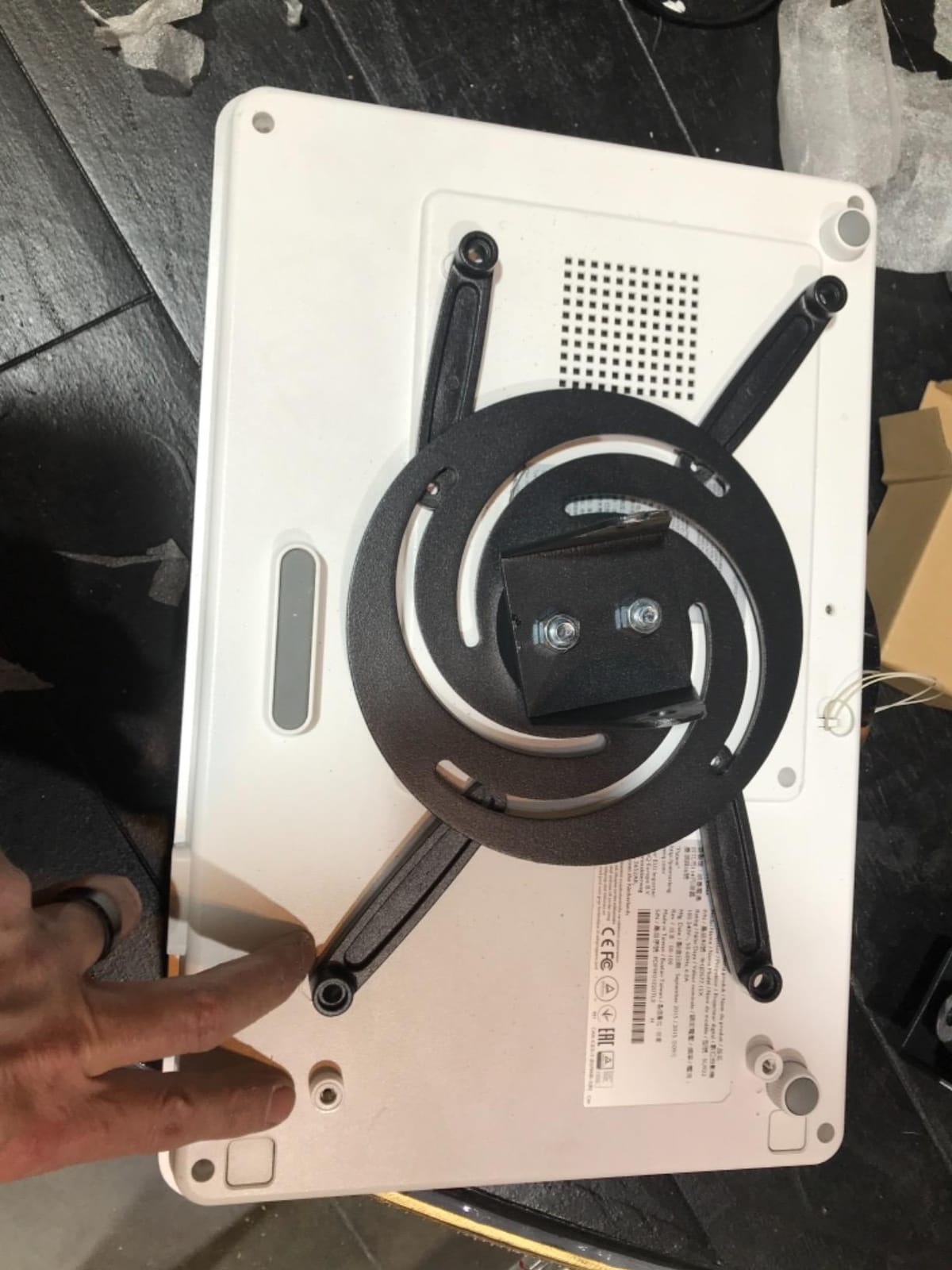 Full Motion Universal Ceiling Projector Mount Bracket with Adjustable Height and Extendable Arms Rotating Swivel Mount for Home and Office Projector (Black) customer photo 2