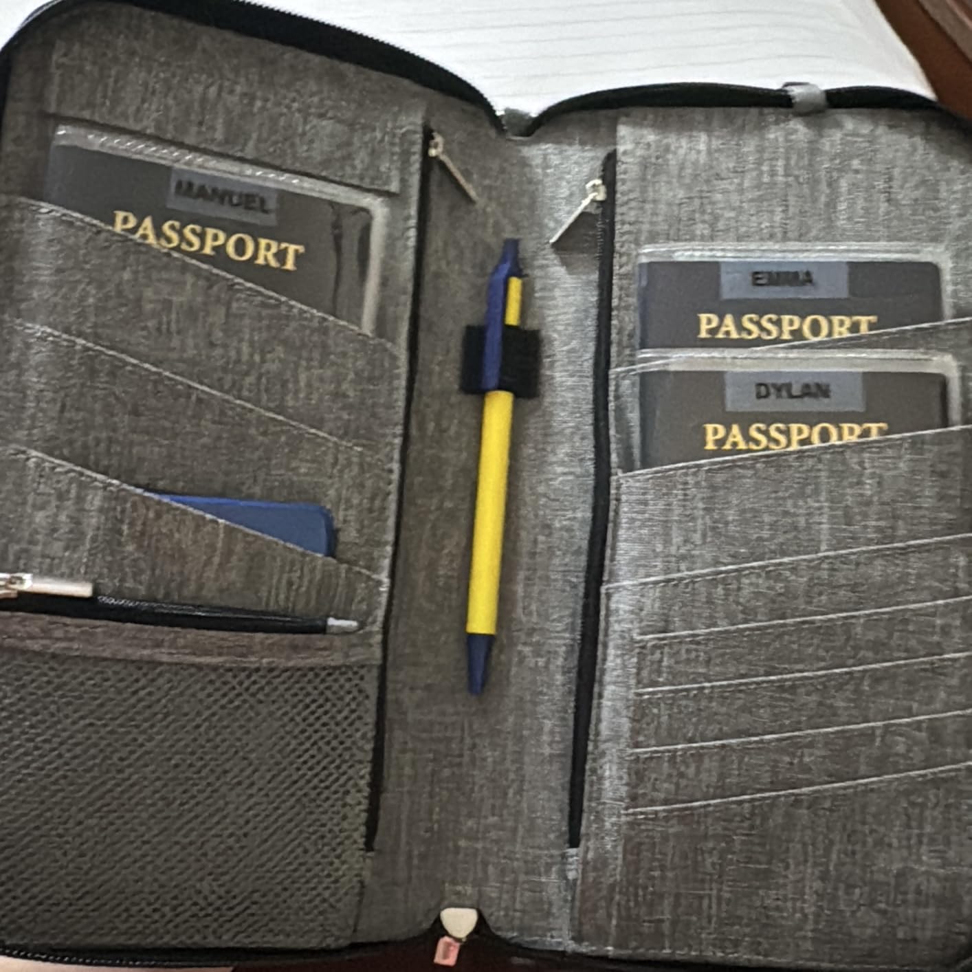 Premium Family Travel Document Organizer Capacious RFID Passport Holder Wallet (Large, gray) customer photo 2