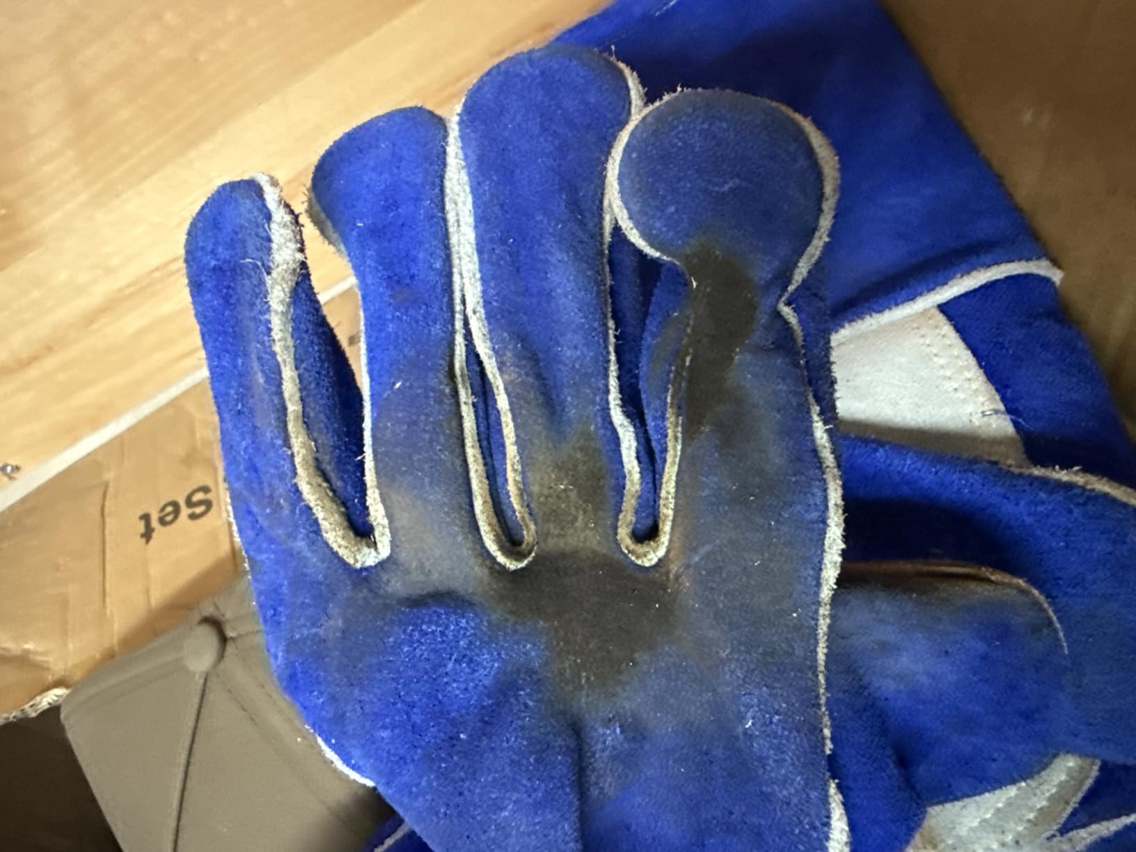 Wells Lamont Men's Welding Gloves, Split Cowhide Leather, Blue, Large | Kevlar Stitching, Heat Protection, Heavy Duty, Fireplace, Camping, Outdoor Cooking customer photo 1