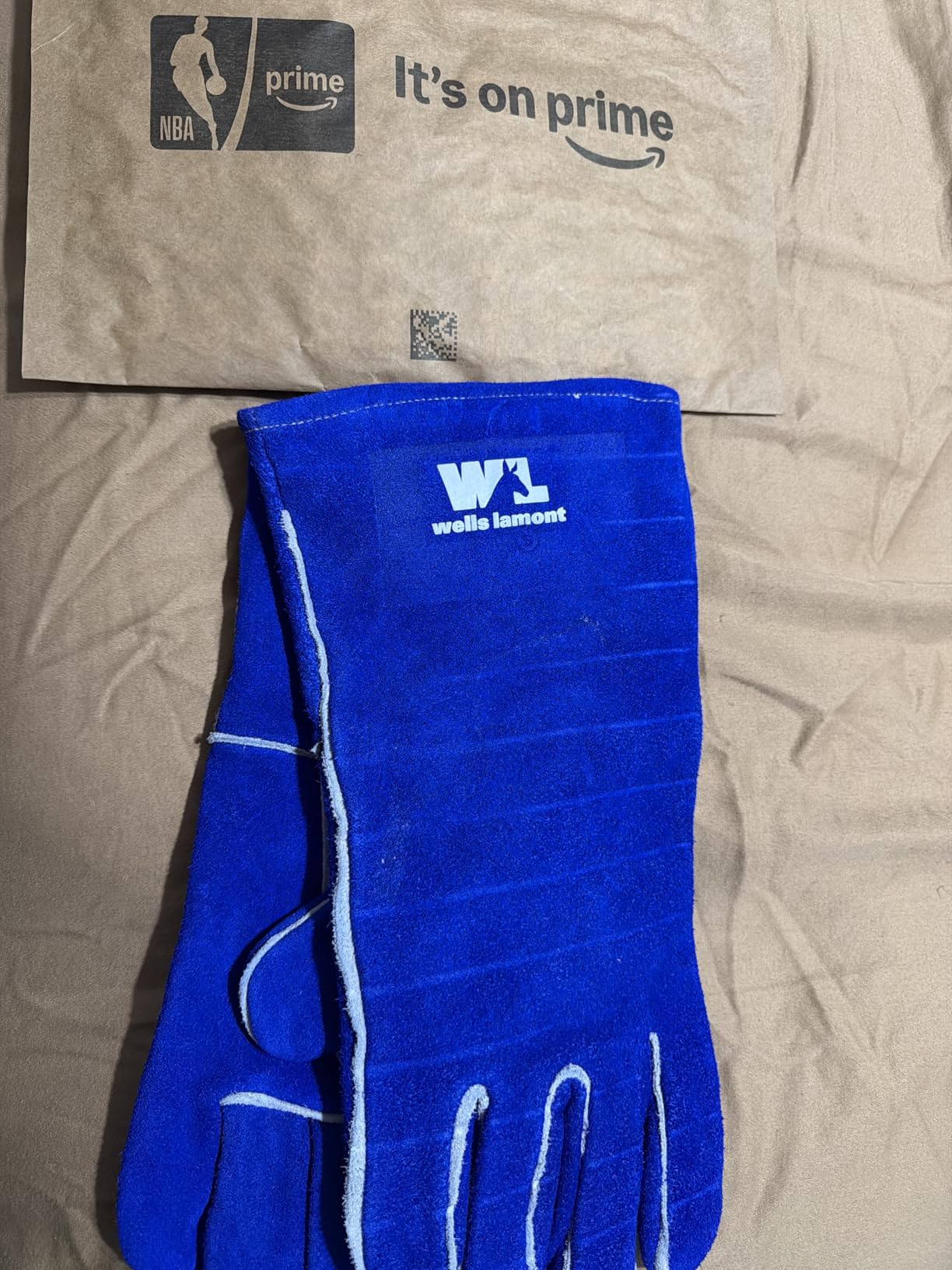 Wells Lamont Men's Welding Gloves, Split Cowhide Leather, Blue, Large | Kevlar Stitching, Heat Protection, Heavy Duty, Fireplace, Camping, Outdoor Cooking customer photo 2