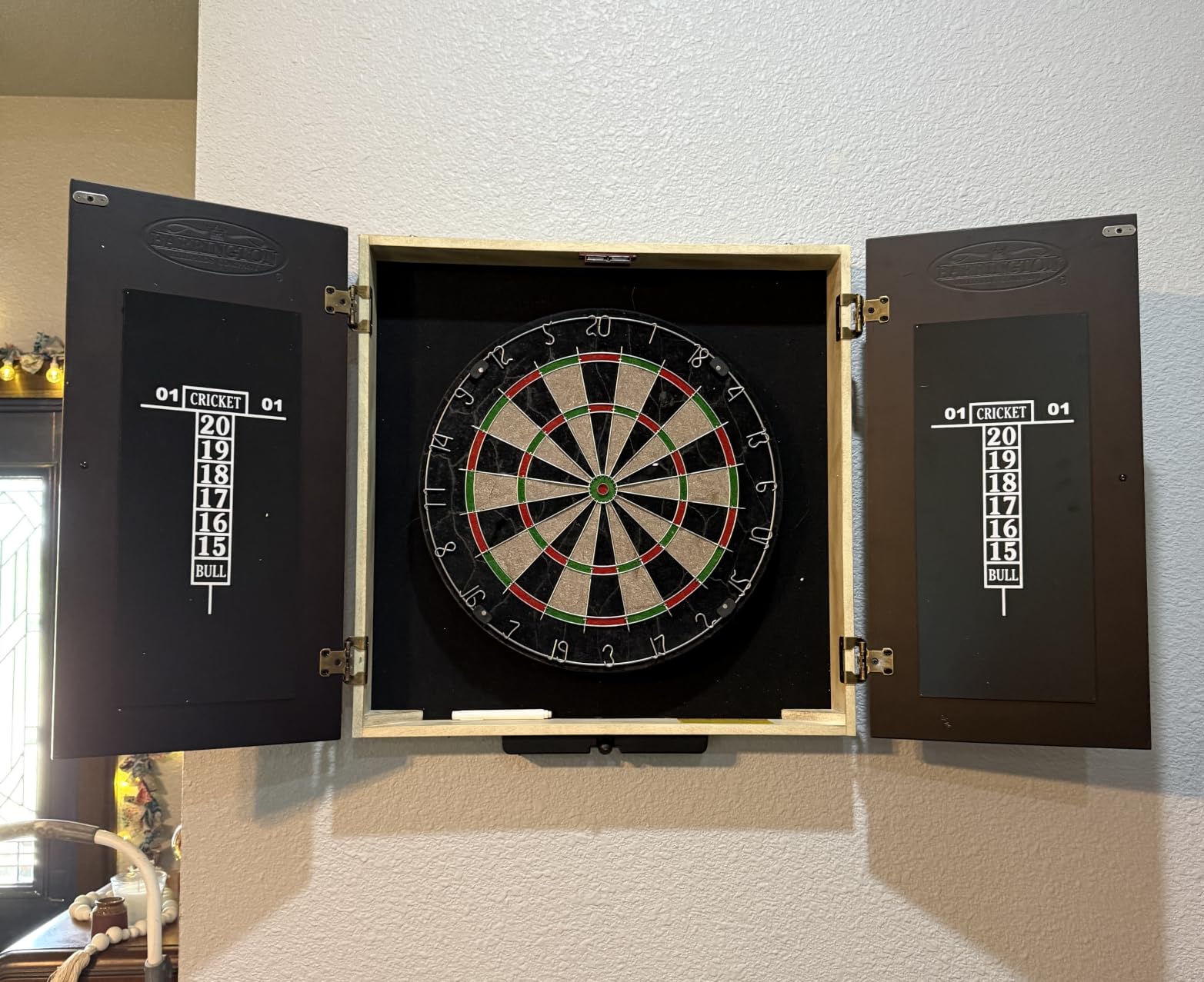 Barrington Bellevue Bristle Dartboard, Cabinet Style, Pre-Assembled | Pre-Assembled Wood Veneer Dartboard Cabinet With 18