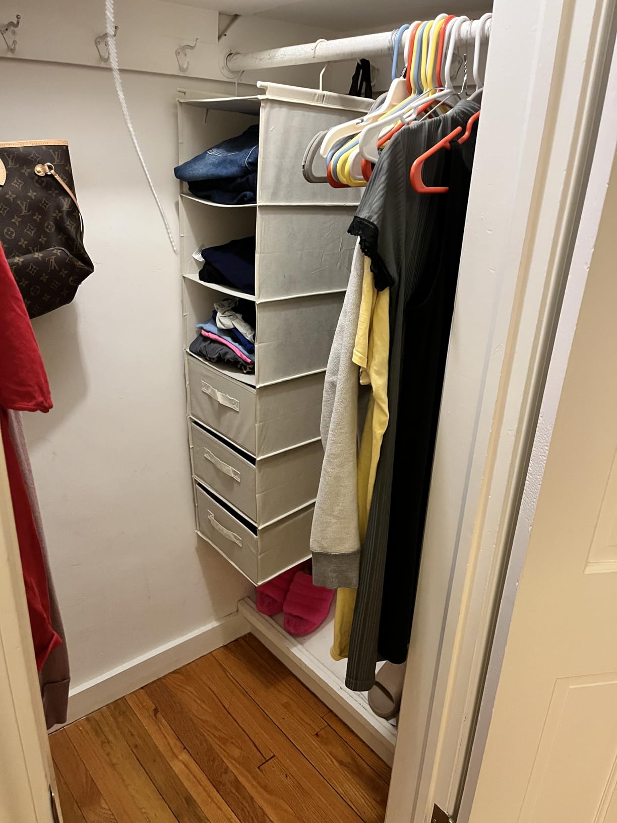 MAX Houser 6 Tier Hanging Closet Organizer with 2 Sturdy Hooks, Grey | foldable lightweight fabric closet storage, space-saving design for Bedroom, Closet Hanging Shelf for Storage customer photo 2
