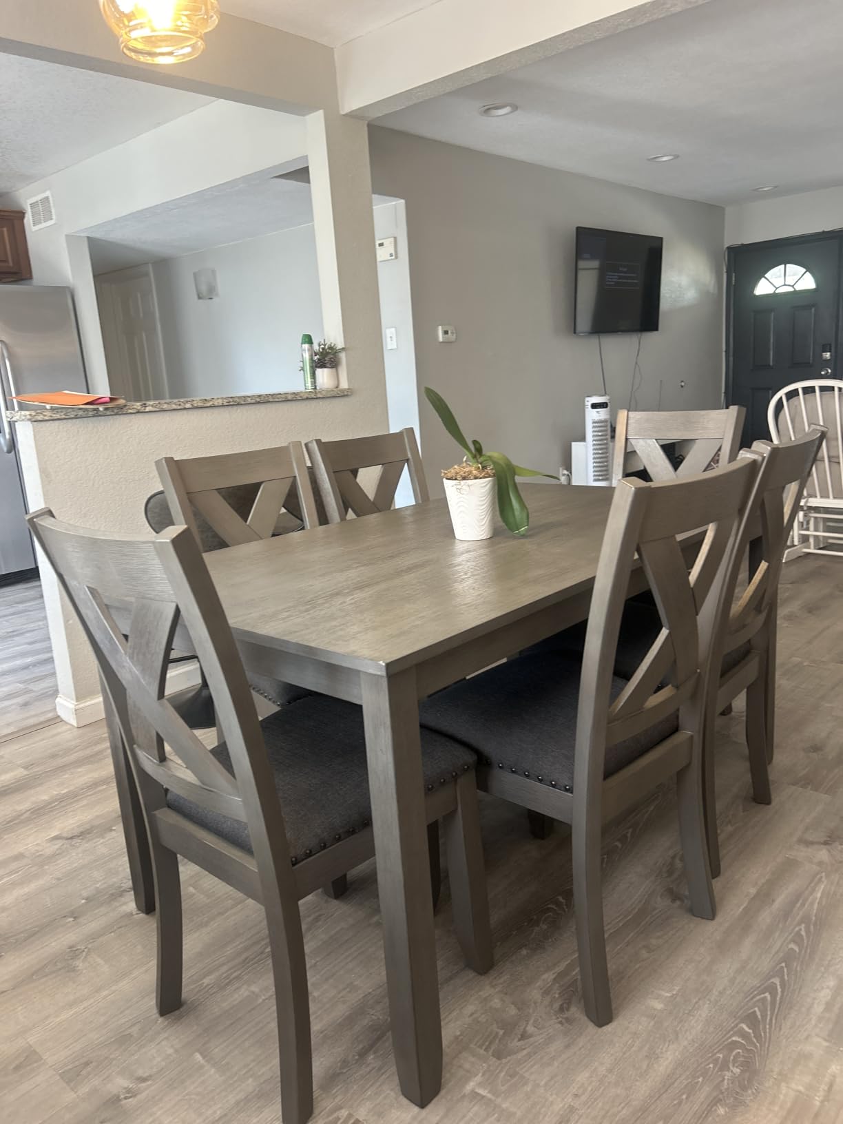 Signature Design by Ashley Skempton 7-Piece Dining Table Set for 6 | Solid wood, engineered wood & acacia veneer construction, 60-in table, Cushioned polyester seating, Two-tone finish customer photo 1