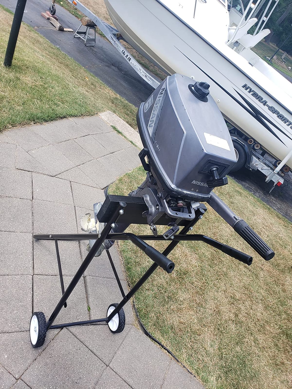 LEADALLWAY 220lb Outboard Boat Motor Stand Display Carrier Cart Dolly Storage for Maximum 30 HP Small to Medium Boat Engine customer photo 2
