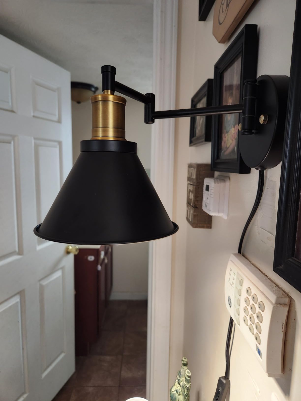 Swing Arm Wall Lamp Plug-in Cord Industrial Wall Sconce, Bronze and Black Finish,with On/Off Switch, E26 Base,1-Light Bedroom Wall Lights Fixtures,Bedside Reading Lamp customer photo 1