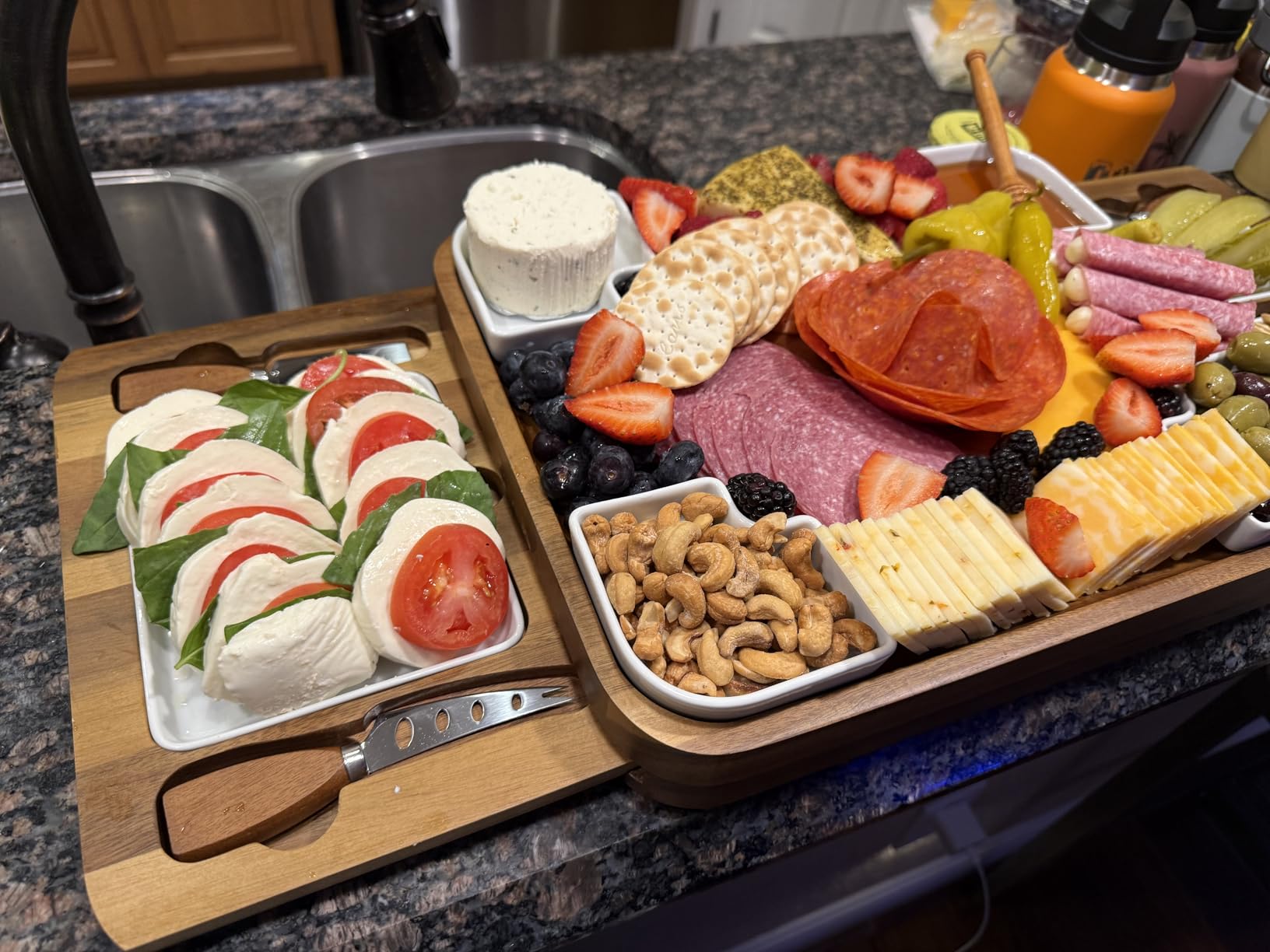 Shanik Upgraded Acacia Cheese Board Set, Square Shaped Charcuterie Set, Cheese Platter, Handcrafted Design and Stainless Steel Cutlery Set - Gift for Any Occasion No Engraving customer photo 2